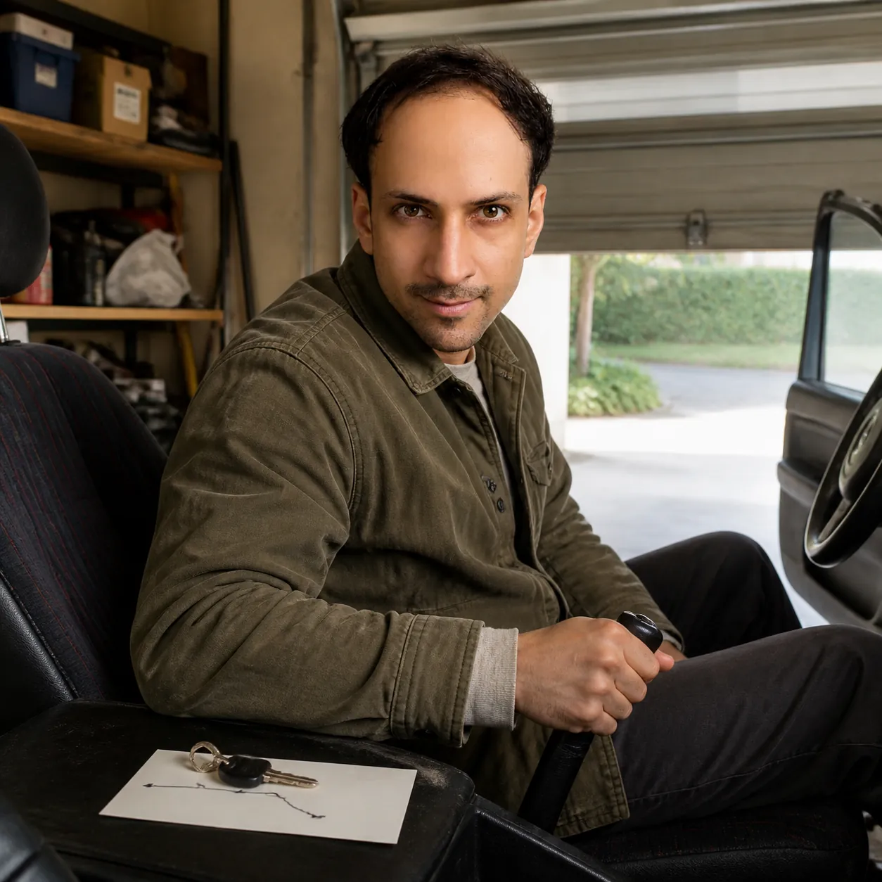 Hand on the Handbrake — AI Portrait Prompt