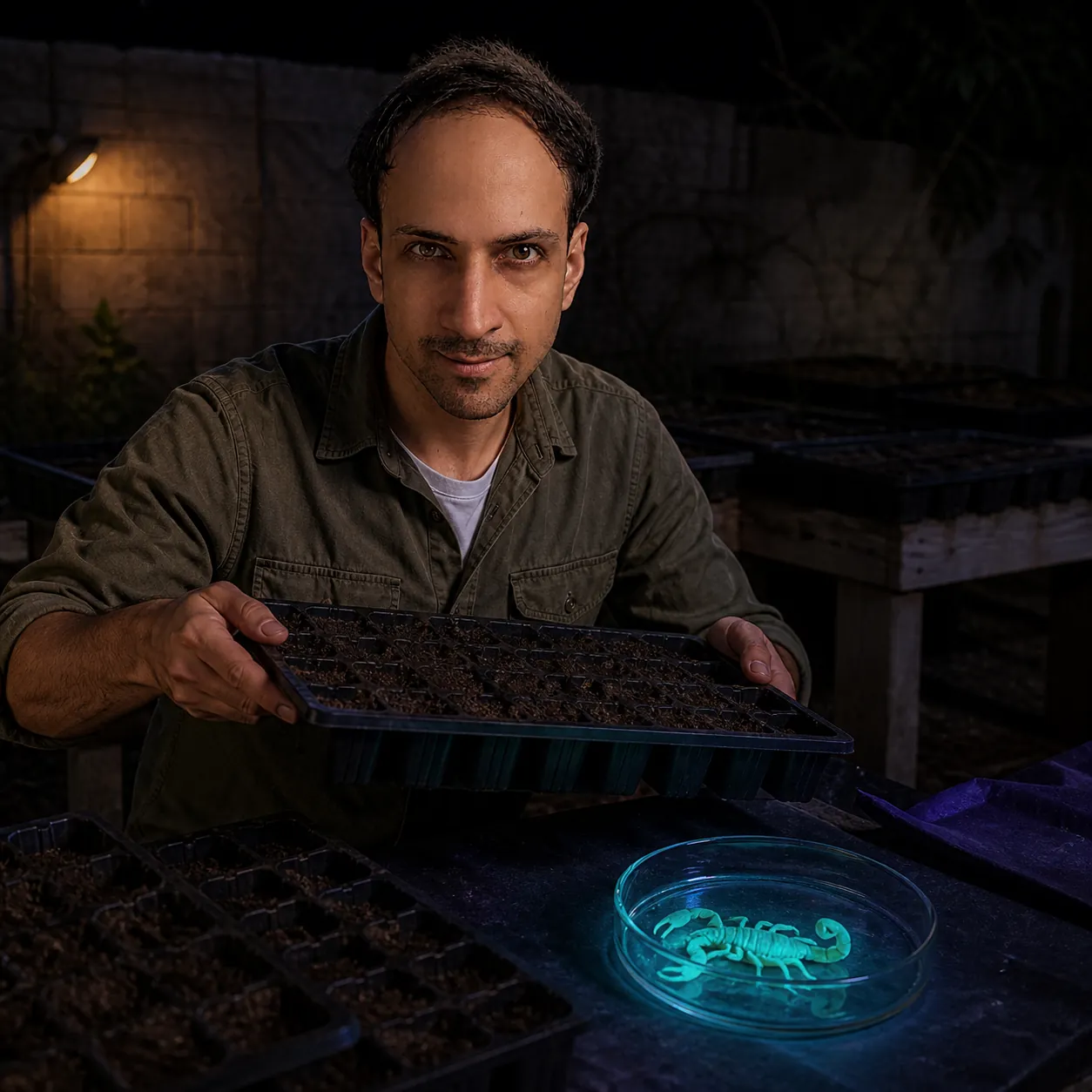 Glow Among the Seed Trays — AI Portrait Prompt