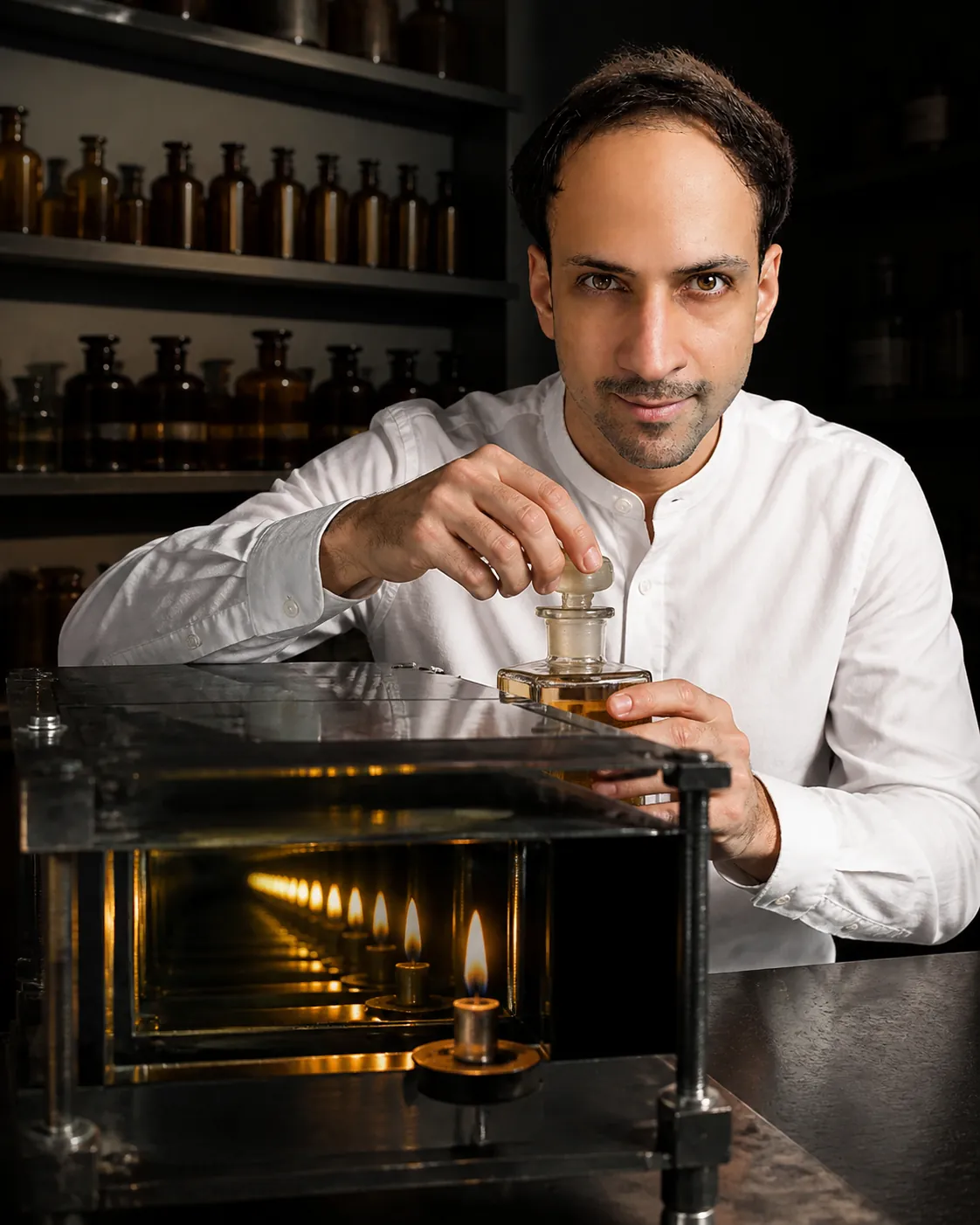 Honest Infinity: Perfumer's Compounding Room — AI Portrait Prompt