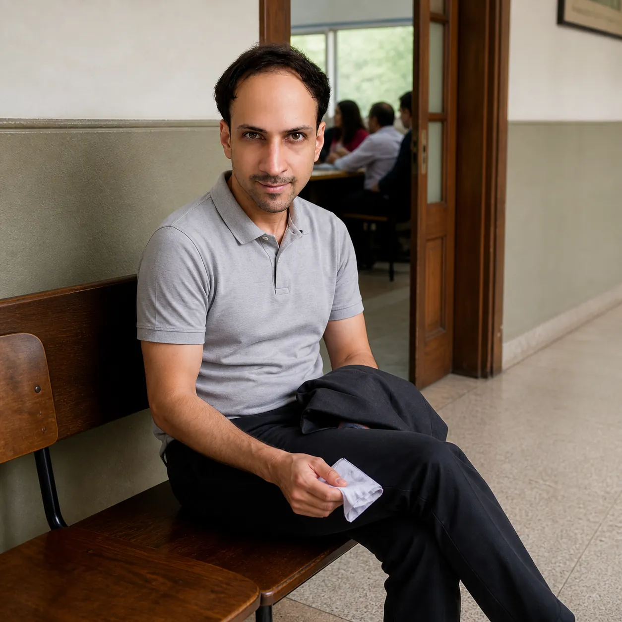 Outside the Classroom Door — AI Portrait Prompt
