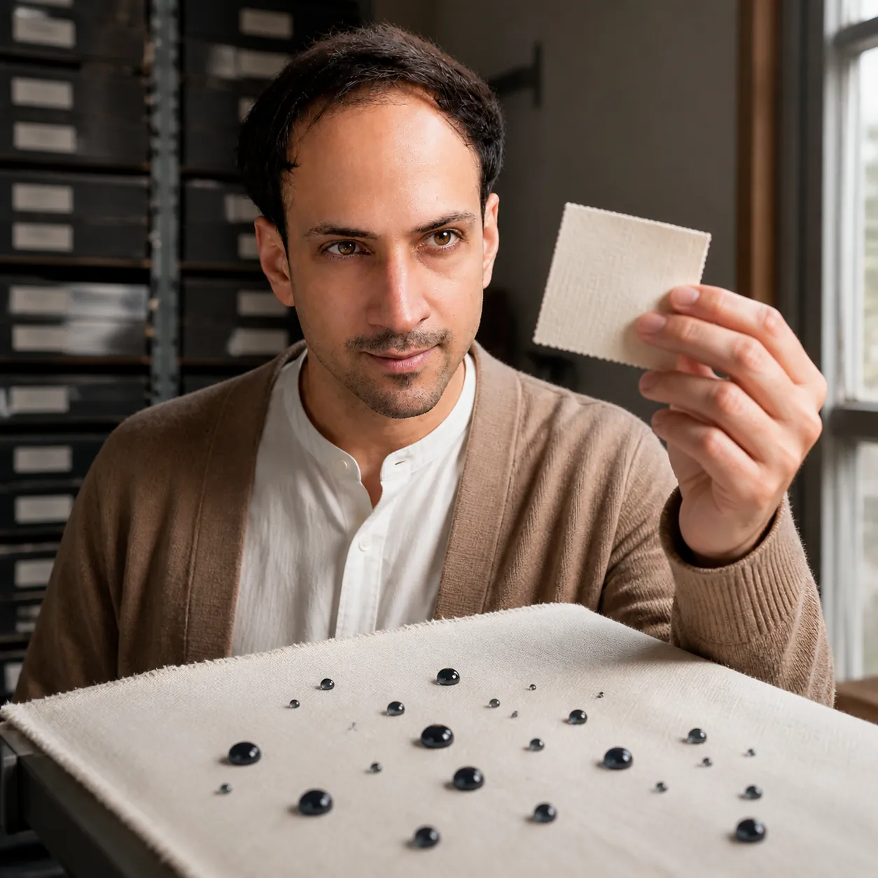Water-Shedding Cotton in the Library — AI Portrait Prompt