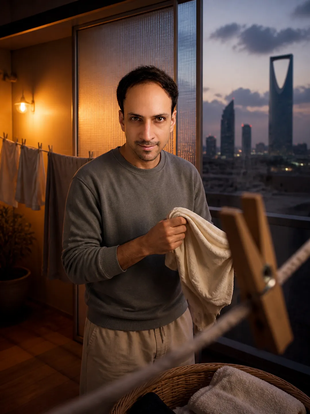 The Body's Clockroom: Riyadh Rooftop — AI Portrait Prompt