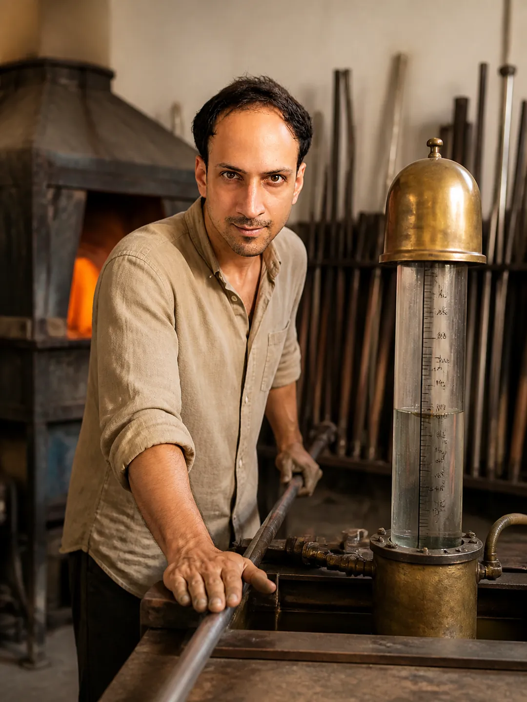 Practiced Quiet: Glassblower's Bench — AI Portrait Prompt