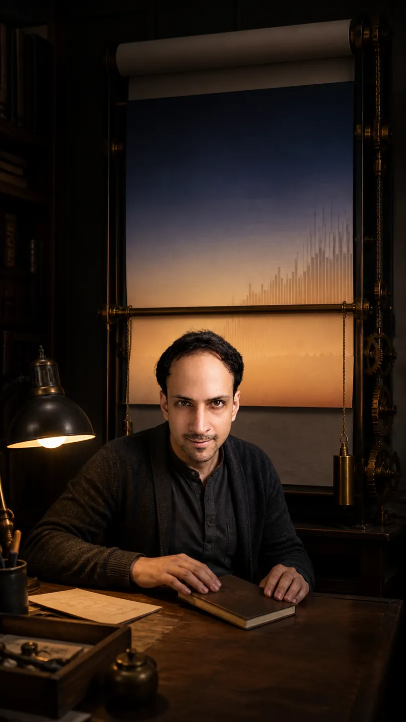 Light as Diet: Study at Midnight Where One Amber Lamp — AI Portrait Prompt