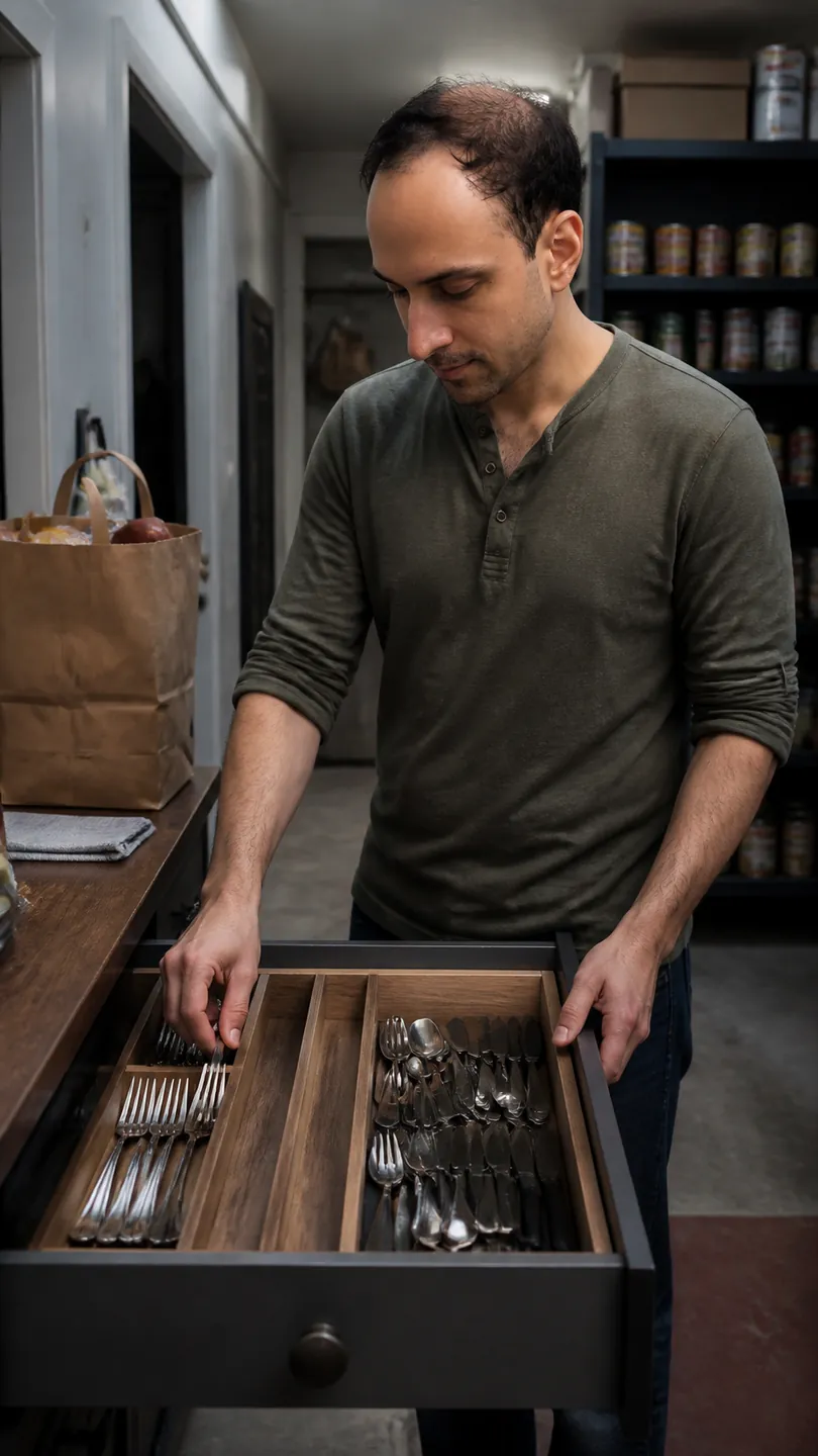 Just Right: Dining Room Sideboard Drawer — AI Portrait Prompt