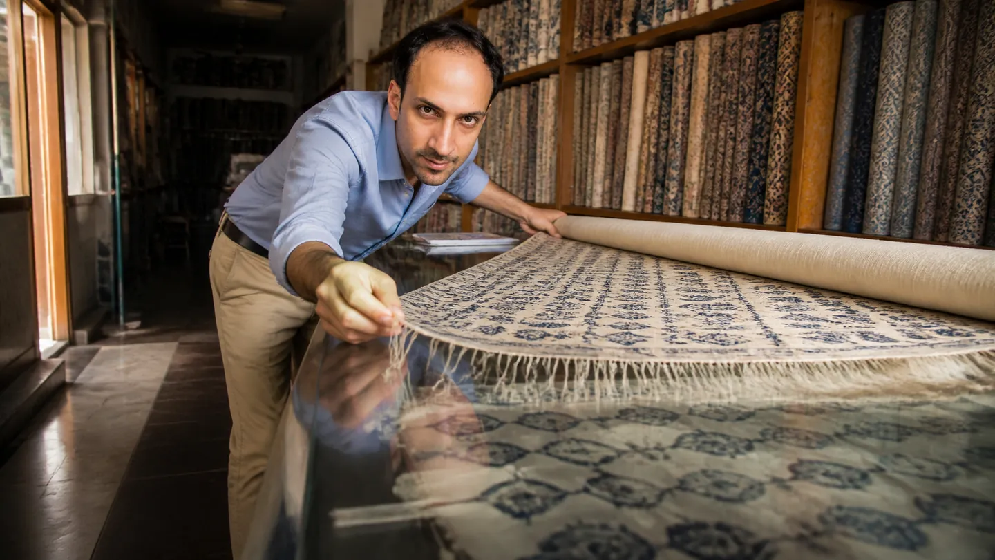 The Uninvited Third: Covered Textile Souq Aisle — AI Portrait Prompt