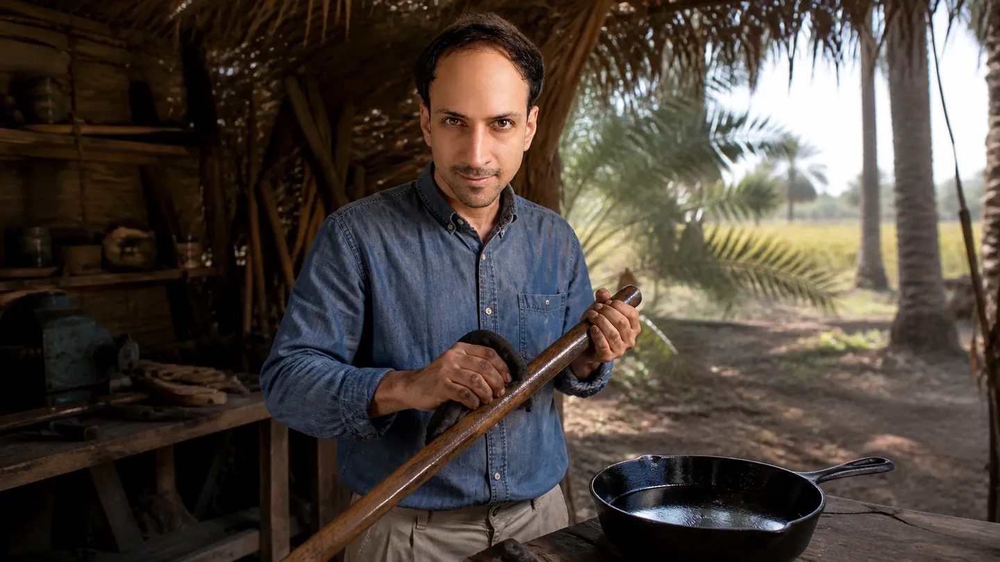 Second Century: Palm-Frond-Shaded Implement Shed — AI Portrait Prompt
