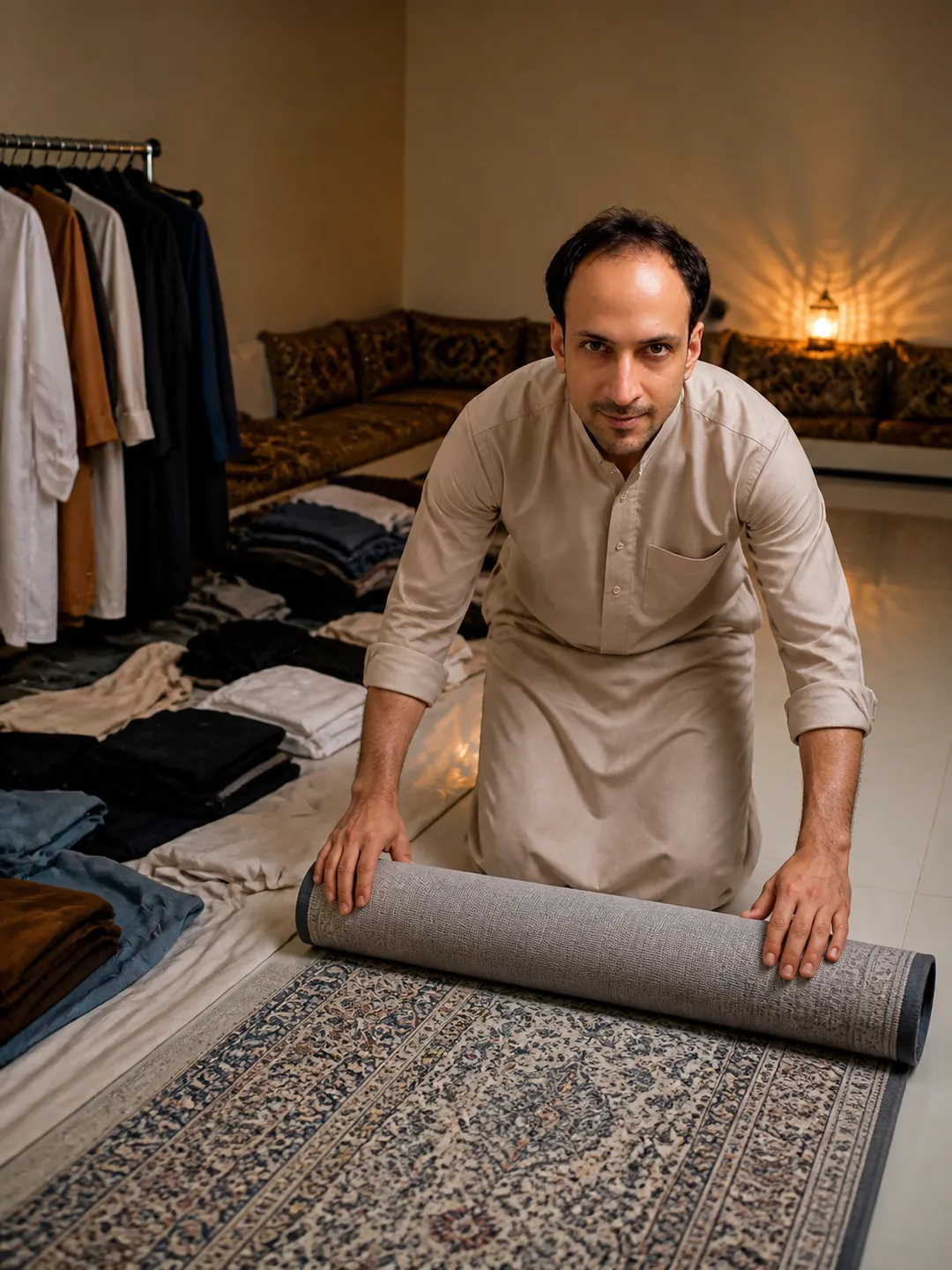 Sleeves Up: Majlis with its Floor Cushions — AI Portrait Prompt