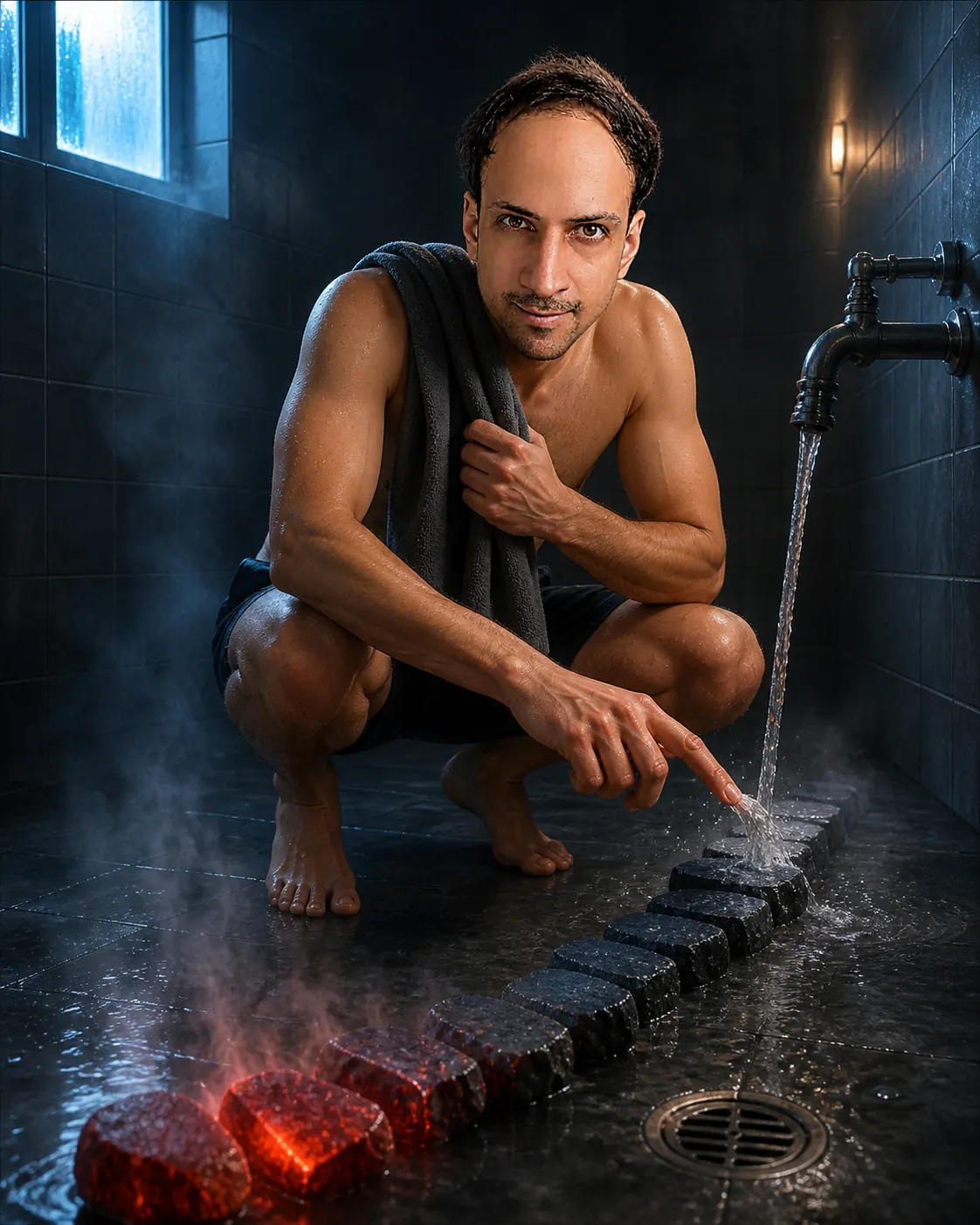 The Recovery Curve: Tiled Wet Room — AI Portrait Prompt