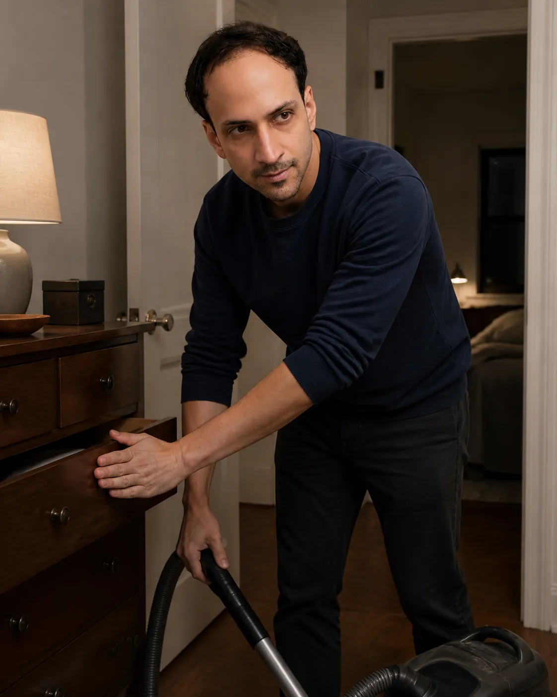 A Drawer Closed by the Bedroom Door — AI Portrait Prompt