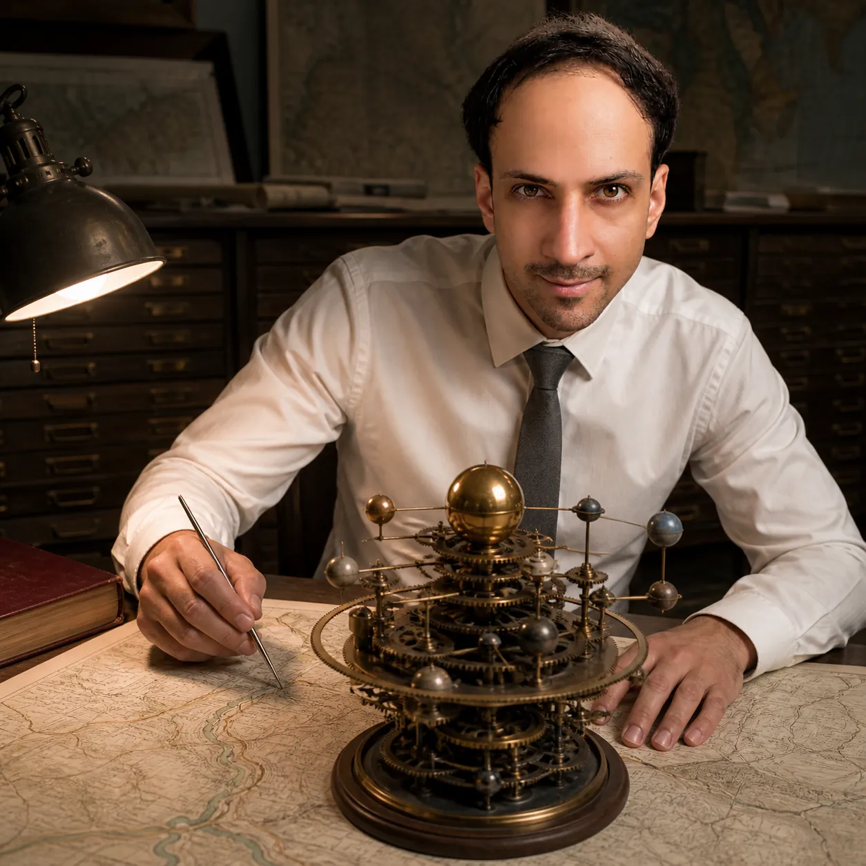 Planets Over the Map Table — AI Portrait Prompt