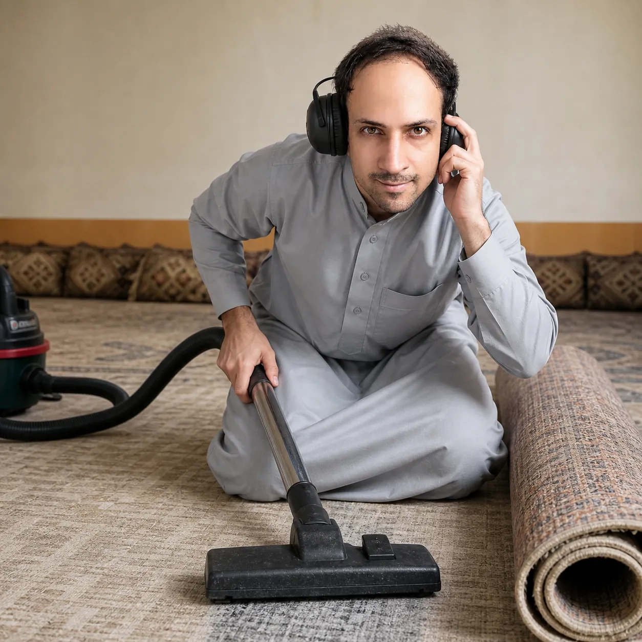 Vacuuming the Majlis Rug — AI Portrait Prompt