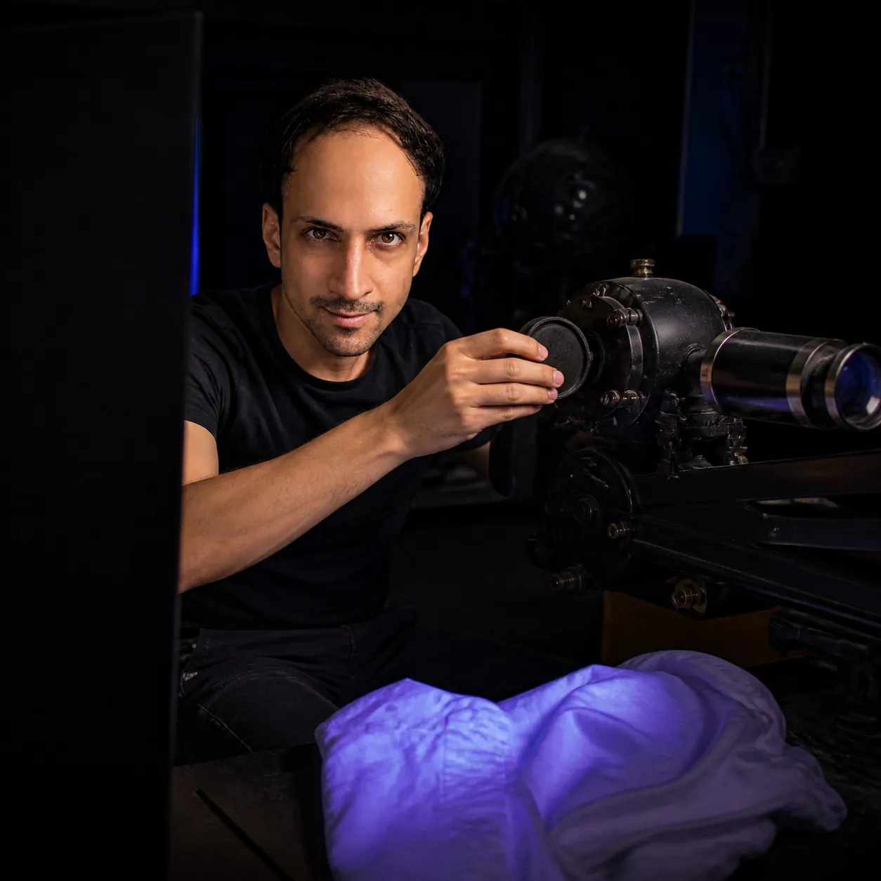 A Shirt That Glows Violet — AI Portrait Prompt