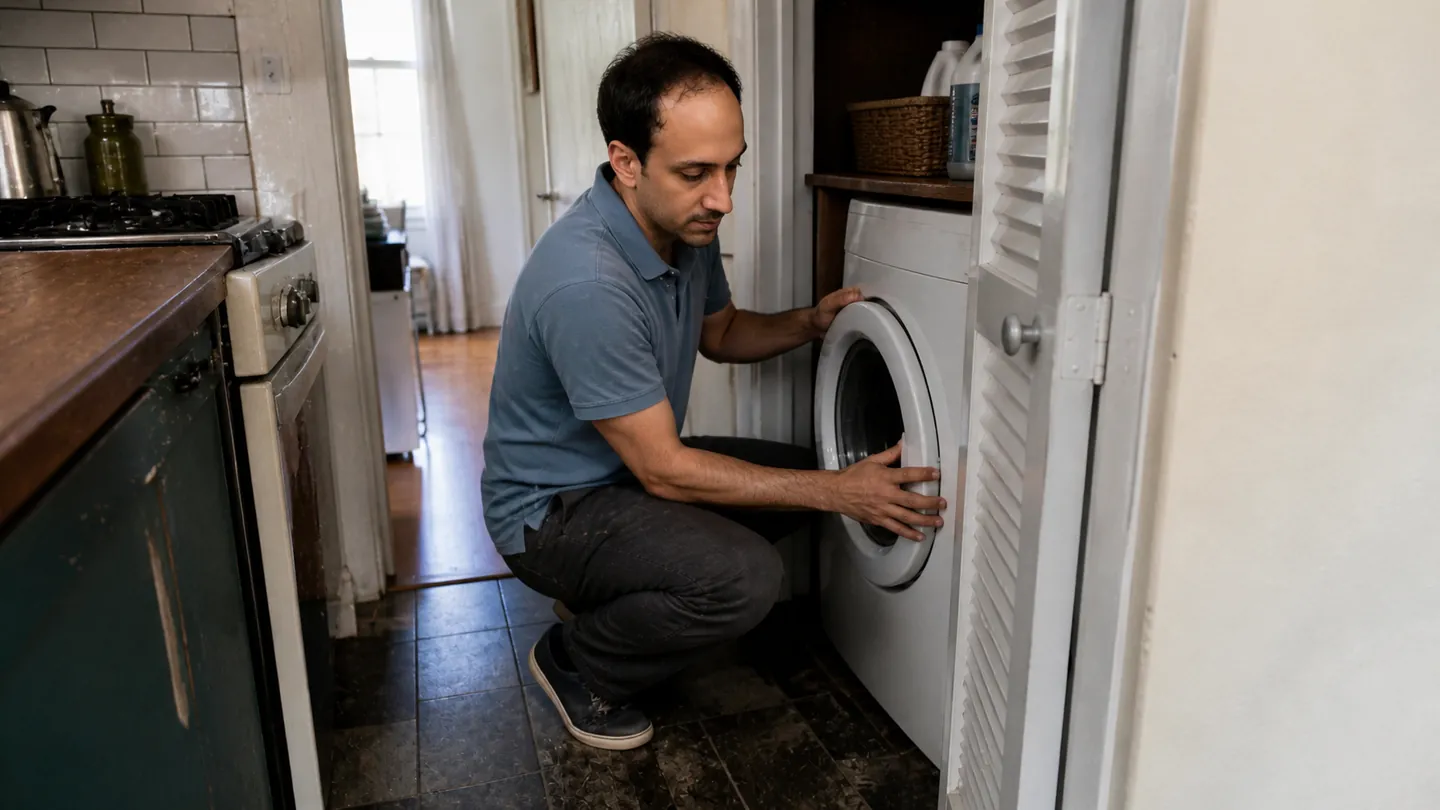 Checked Again: Small Laundry Alcove Off the Kitchen — AI Portrait Prompt