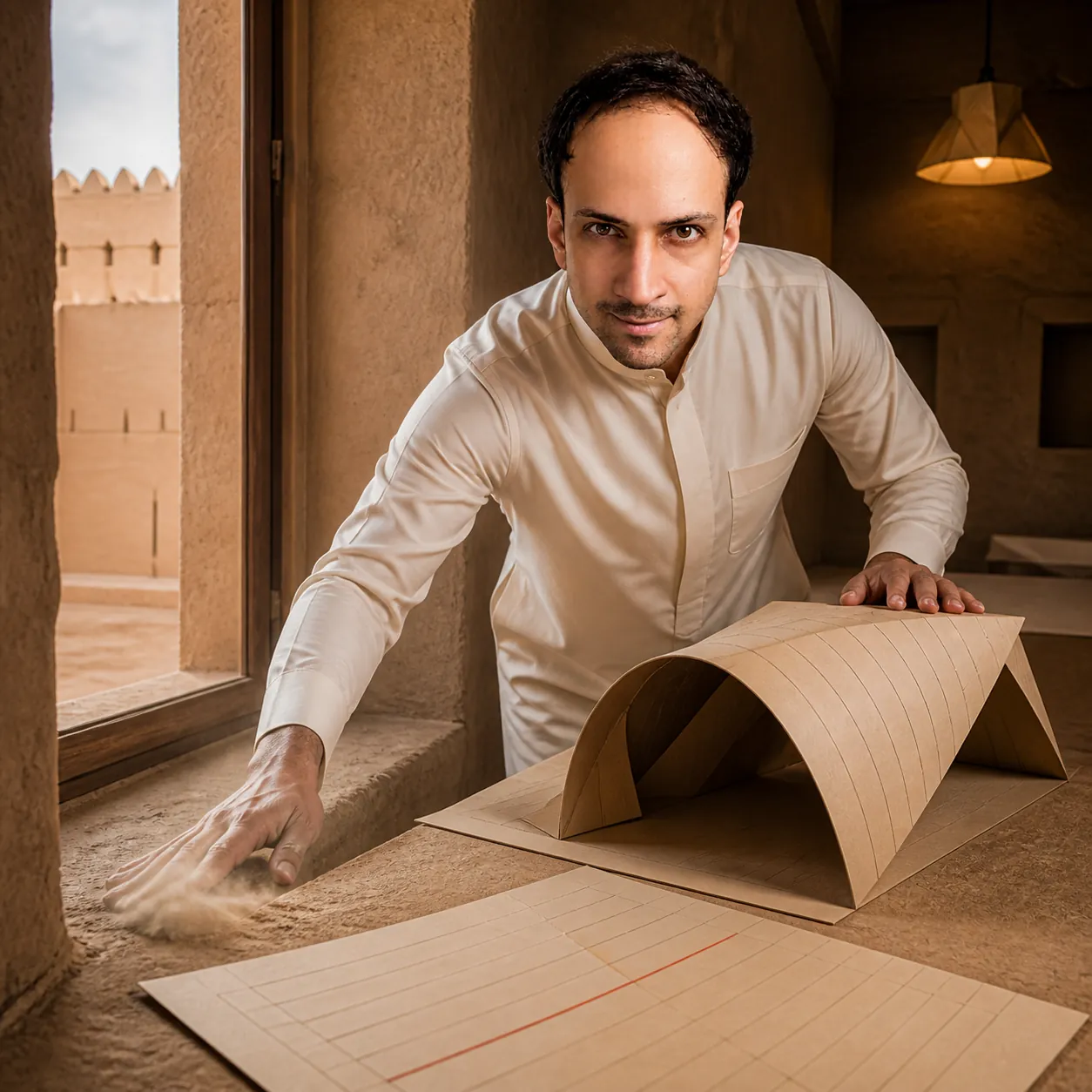 Curved Creases, Rigid Shell — AI Portrait Prompt