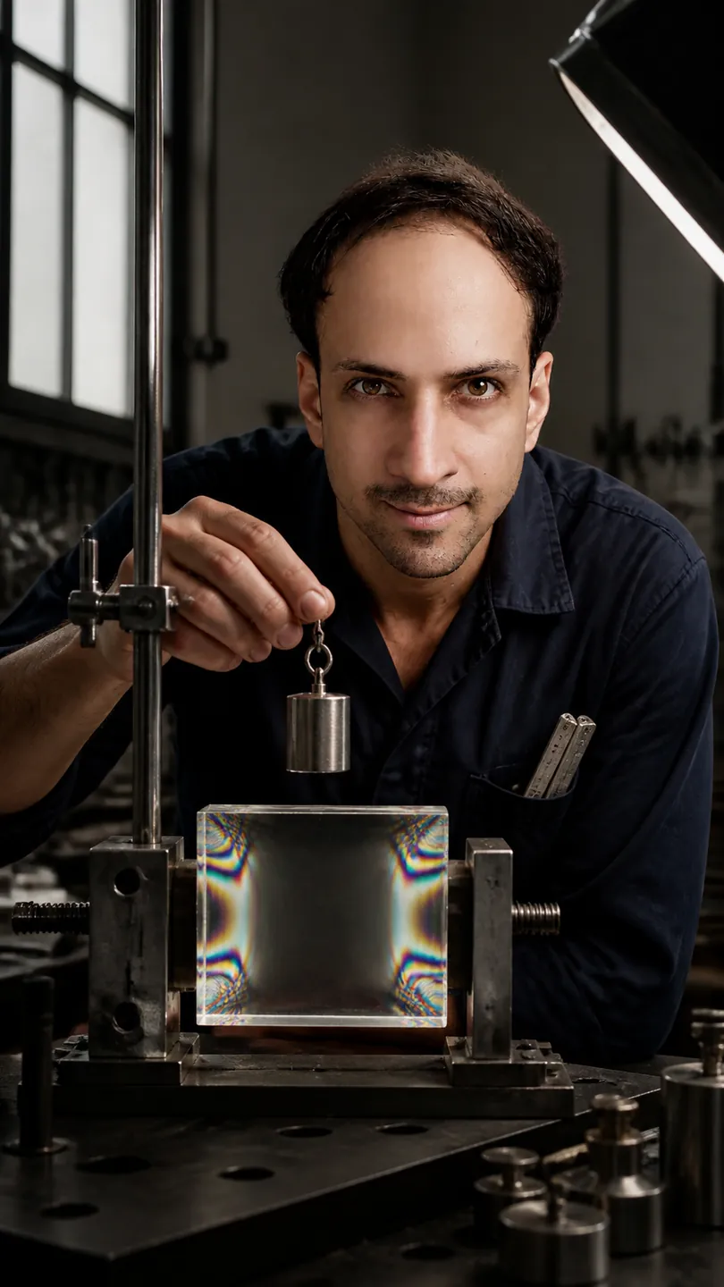Stress Confesses: Structures Lab Bench — AI Portrait Prompt