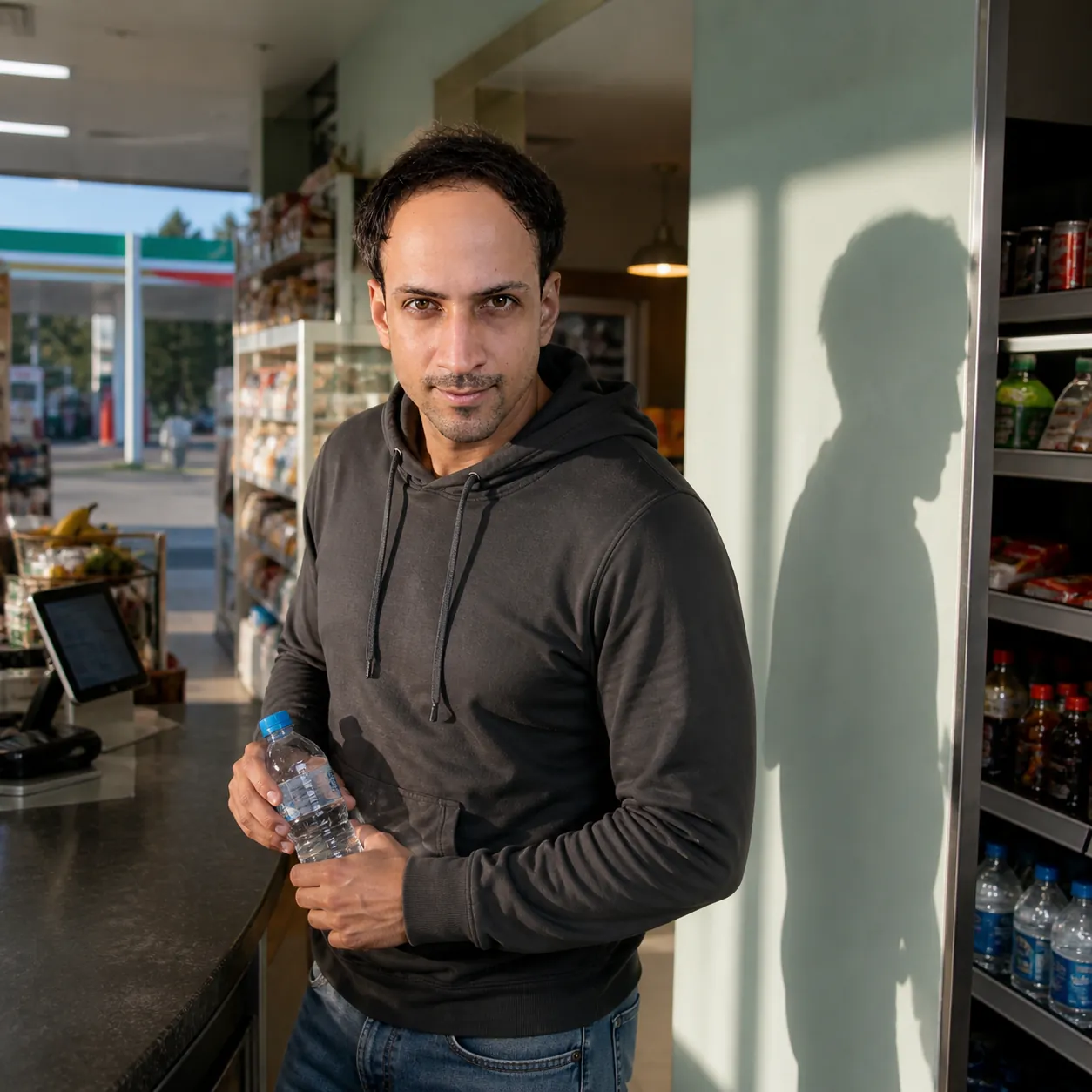Afterimage at the Petrol Station — AI Portrait Prompt