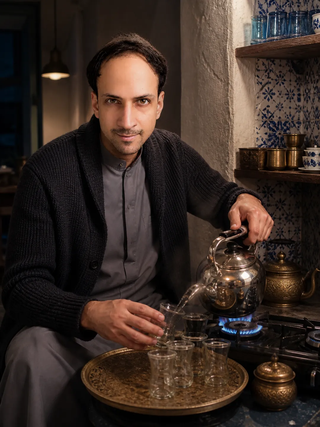 The Quiet Hours: Tiled Tea Alcove Off the Kitchen — AI Portrait Prompt