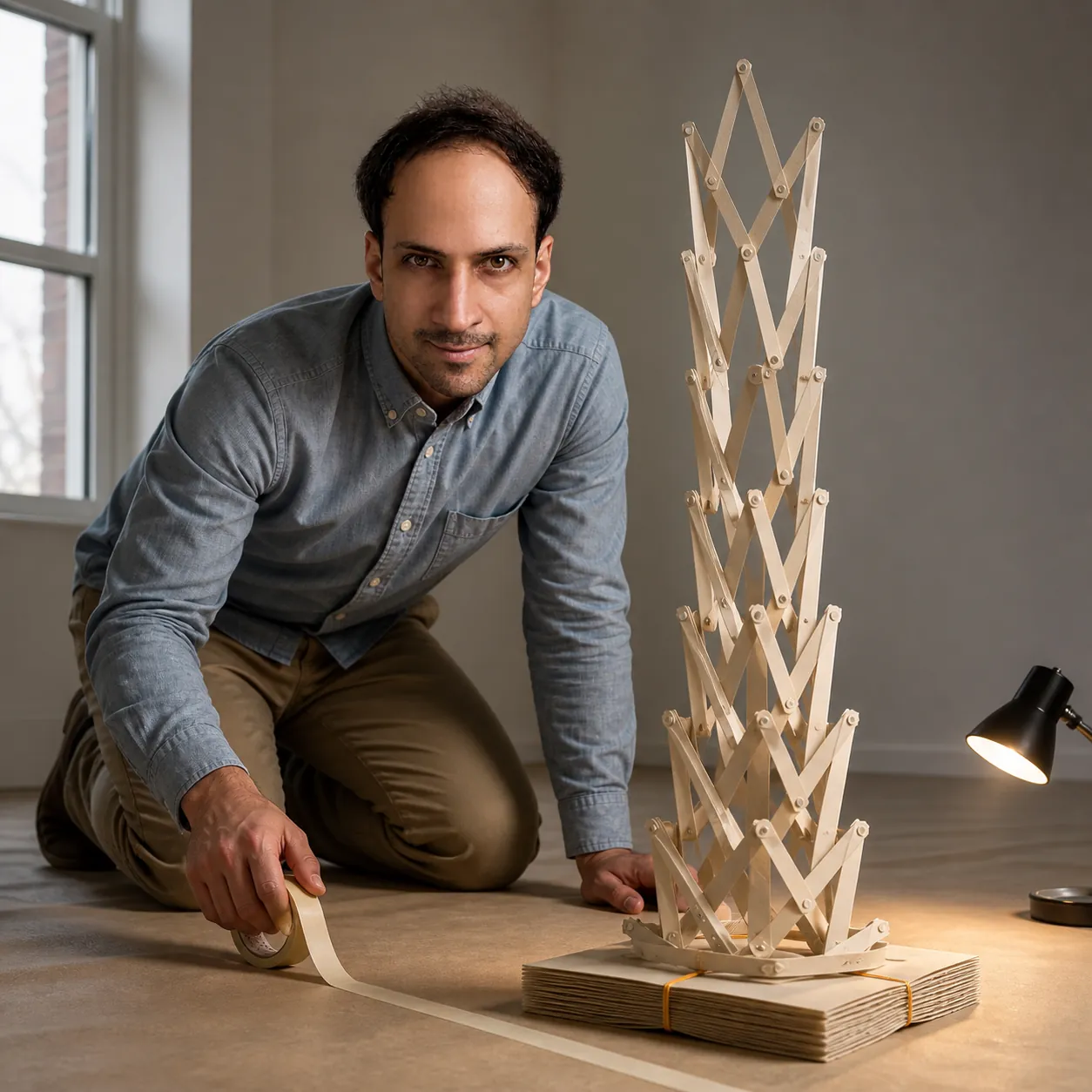 Rising Tower in an Empty Room — AI Portrait Prompt