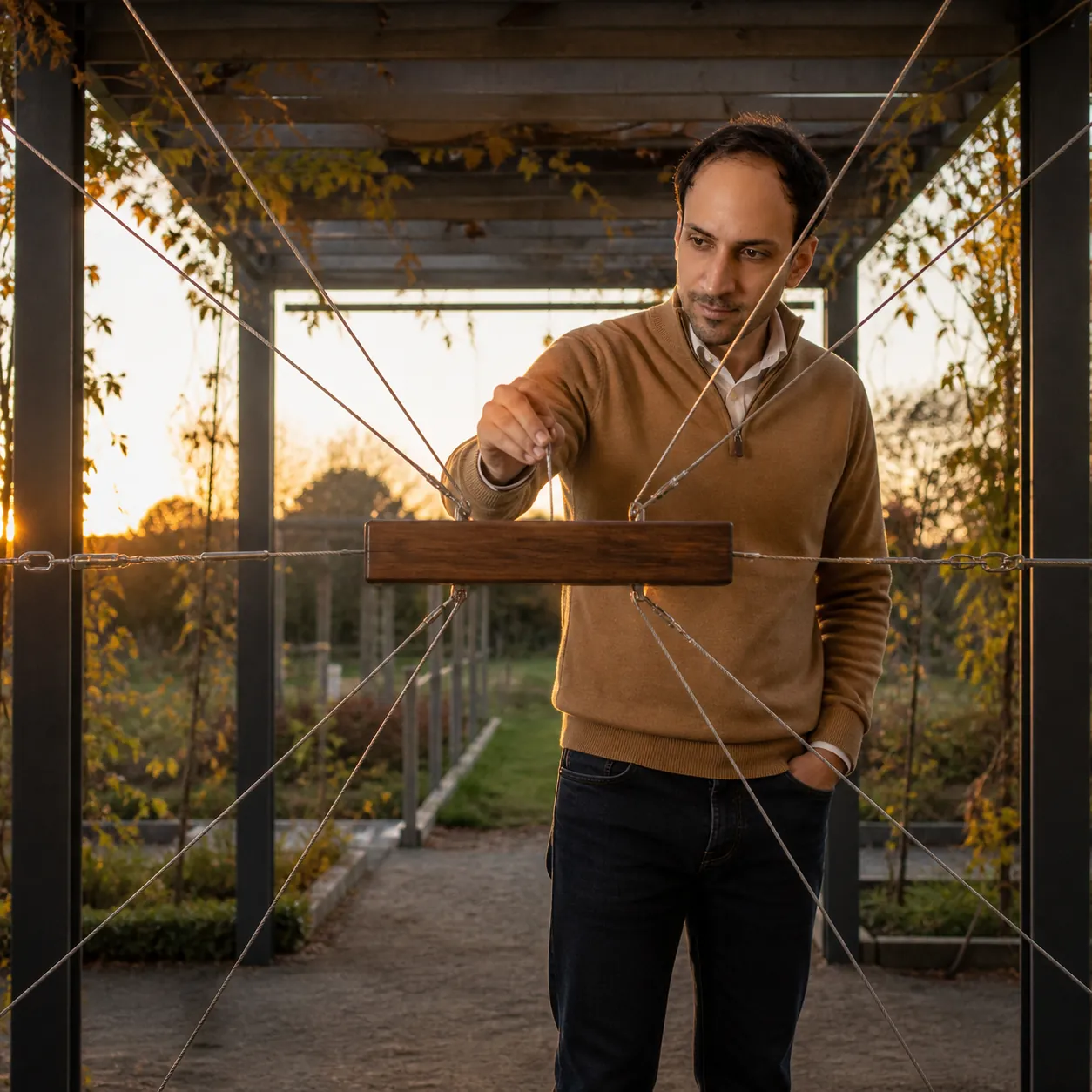 Oak Bar Held by Twelve Cables — AI Portrait Prompt