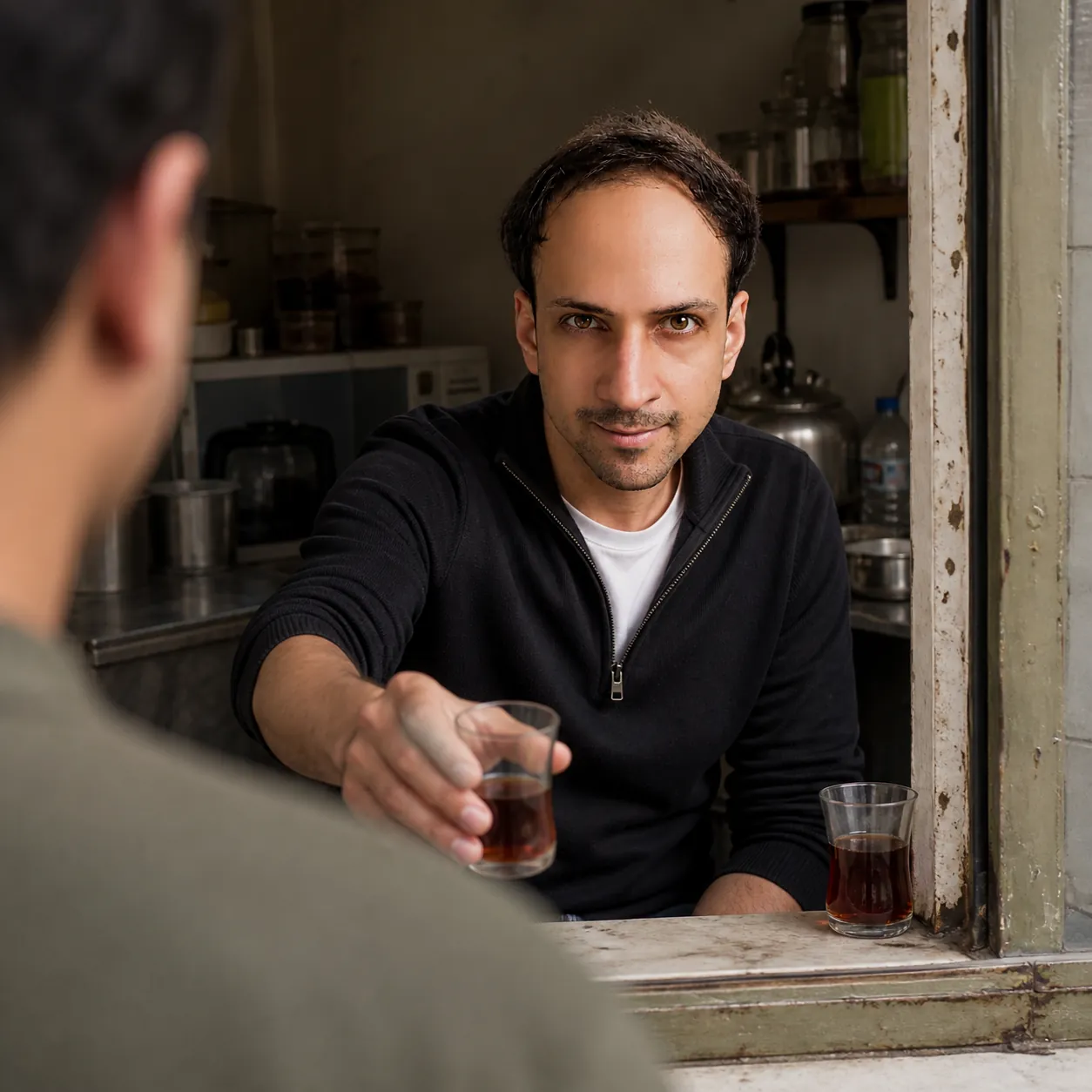 Hot Glass at the Tea Stall — AI Portrait Prompt