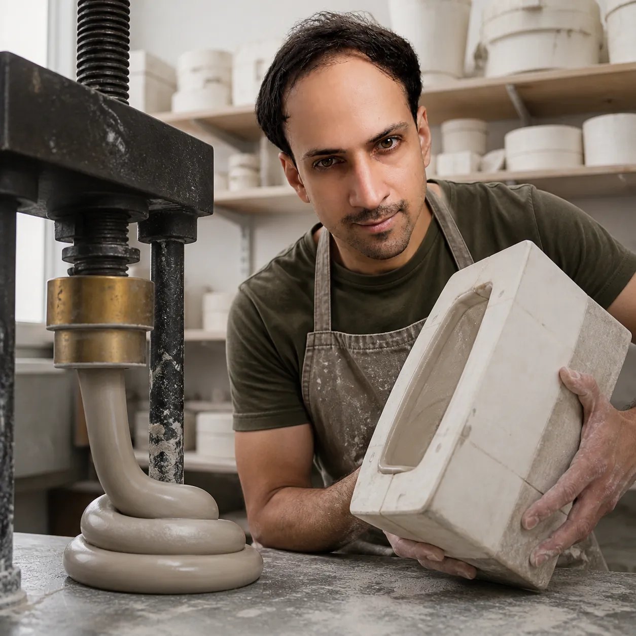 Swelling Polymer at the Casting Bench — AI Portrait Prompt