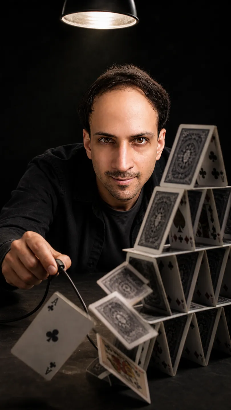 Gravity Suspended: Blacked-Out Studio — AI Portrait Prompt