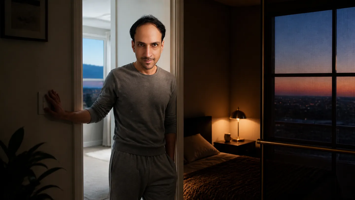The Body's Clockroom: Bedroom Doorway — AI Portrait Prompt