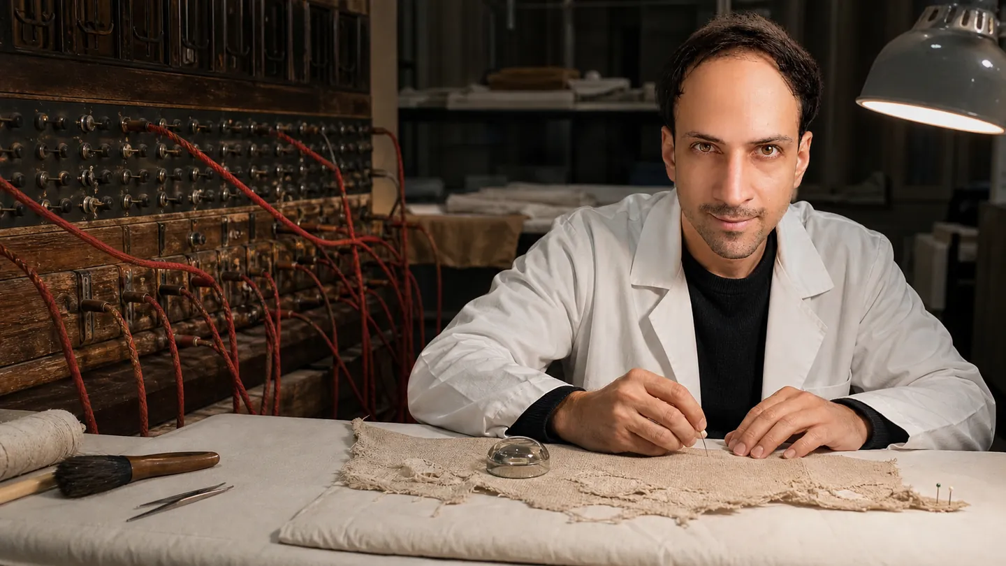 Practice Laid Down: Textile Conservation Room — AI Portrait Prompt