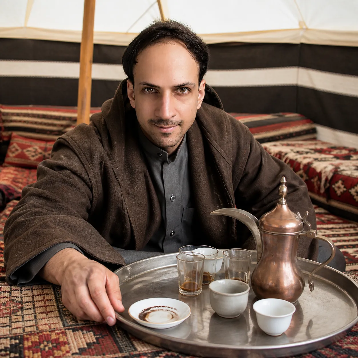 Coffee Ring at the Desert Camp — AI Portrait Prompt