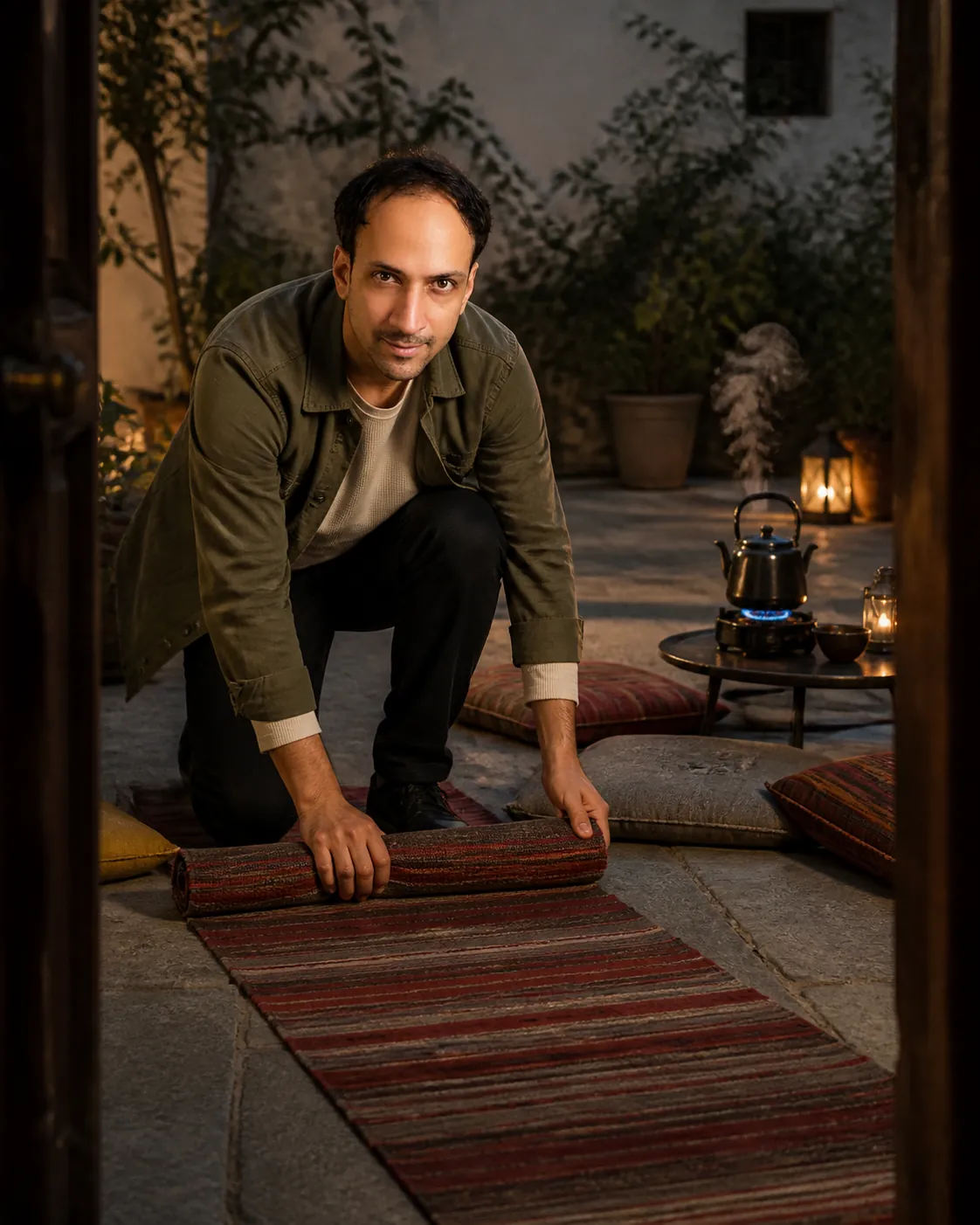 The Quiet Hours: Paved Courtyard — AI Portrait Prompt