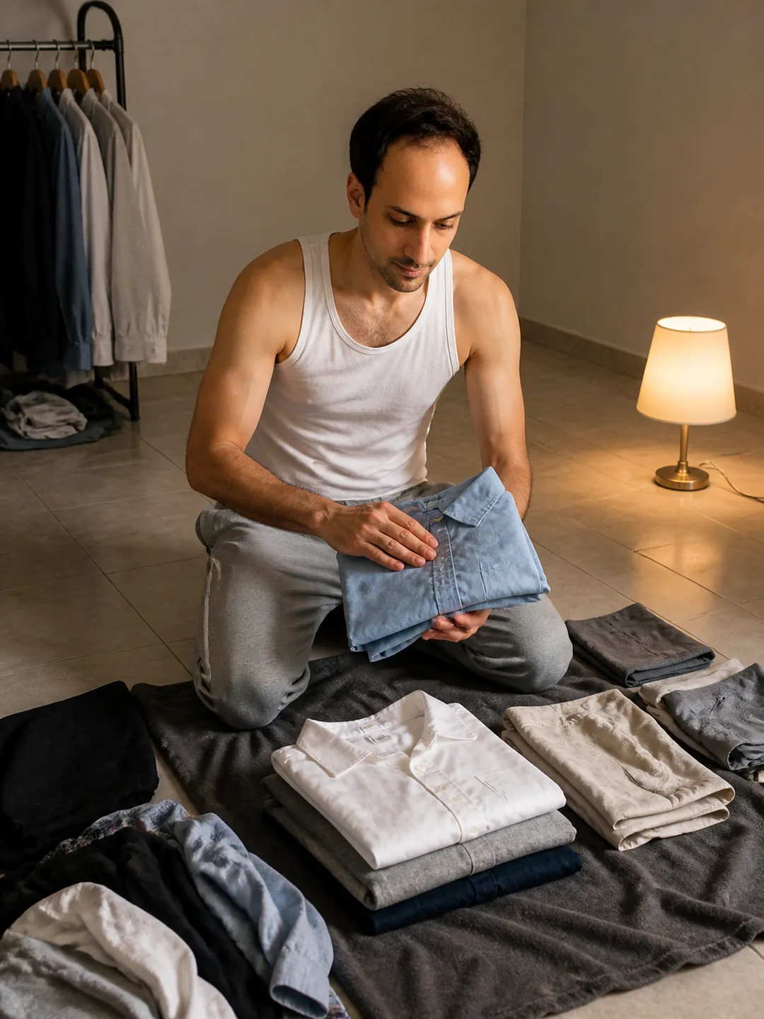 Sleeves Up: Bedroom Floor — AI Portrait Prompt
