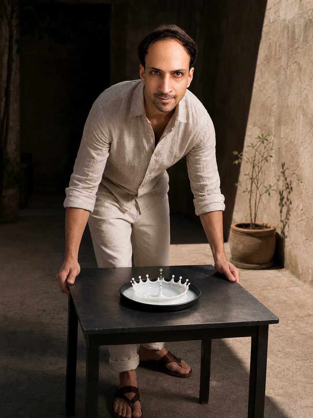 The Widest Instant: Walled Courtyard — AI Portrait Prompt