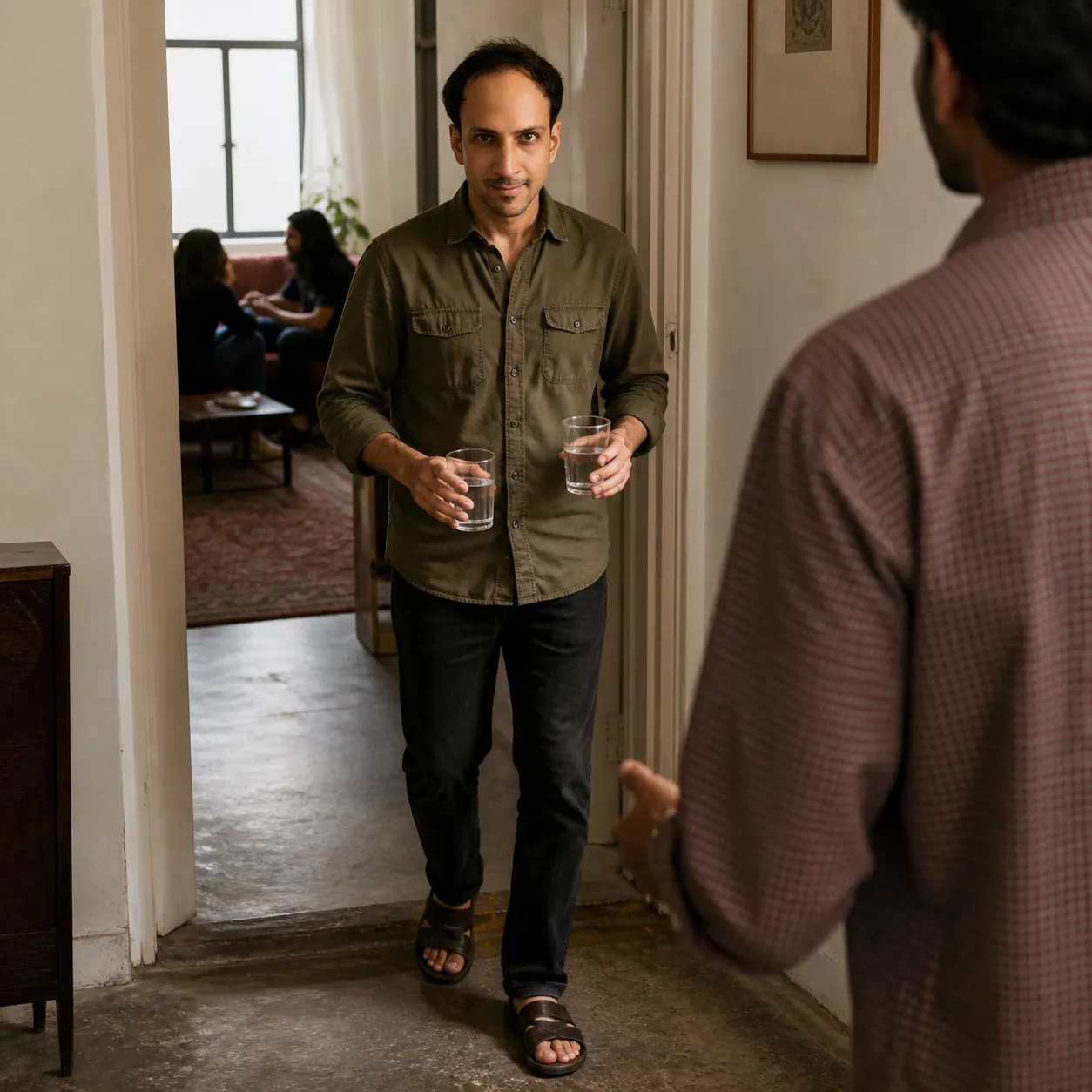 Glasses Carried Down the Hall — AI Portrait Prompt