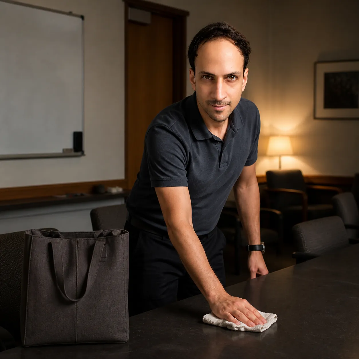 Wiping the Far End of the Table — AI Portrait Prompt