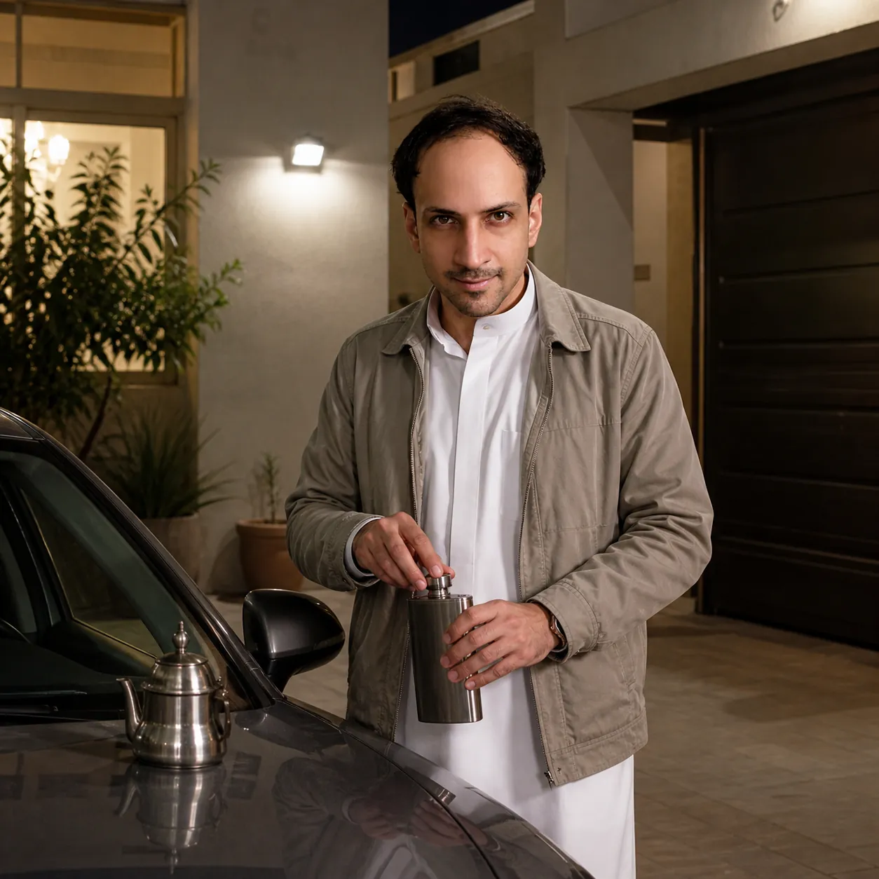 The Flask on the Bonnet — AI Portrait Prompt