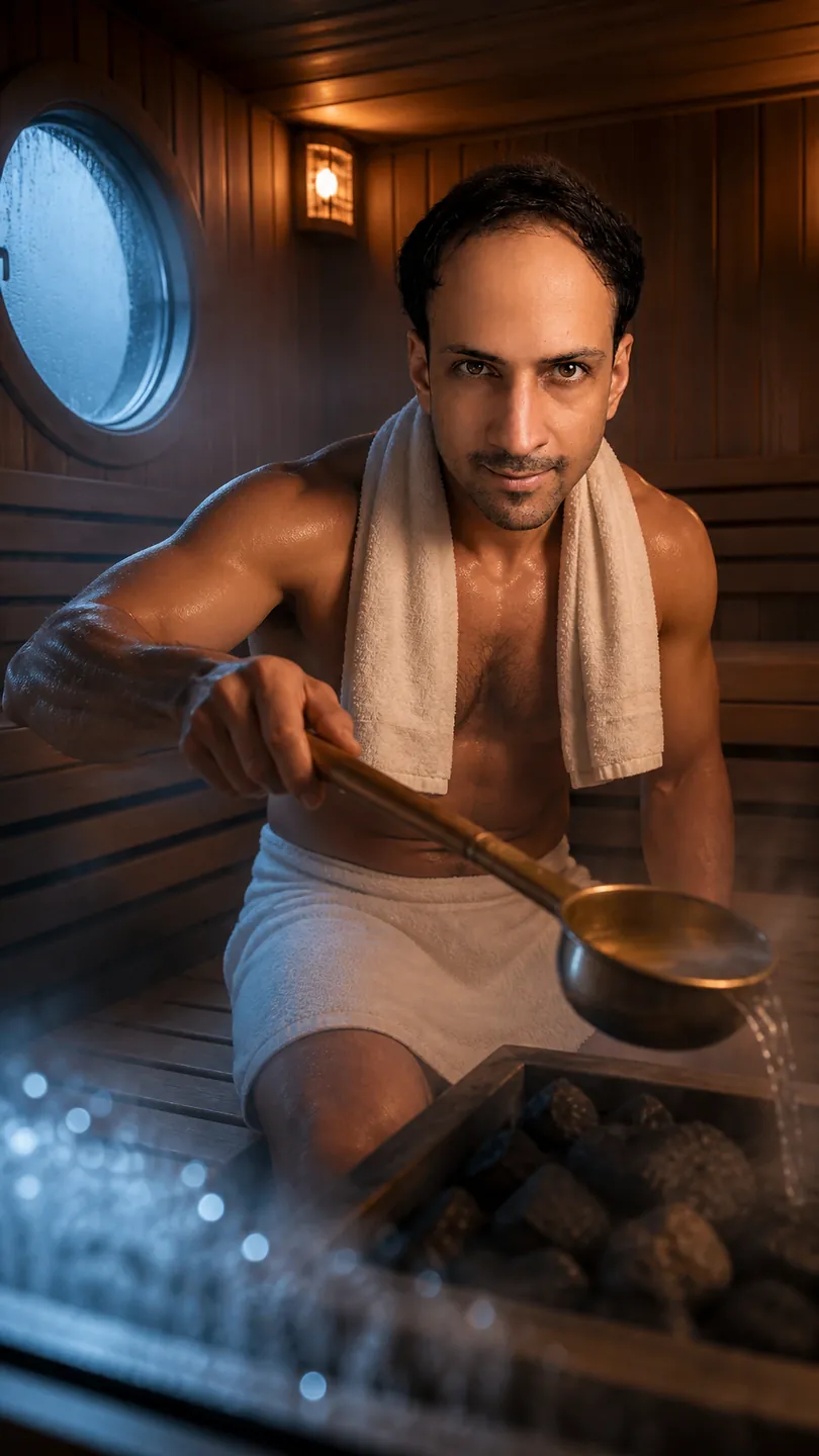 Cold as Teacher: Small Cedar Sauna — AI Portrait Prompt