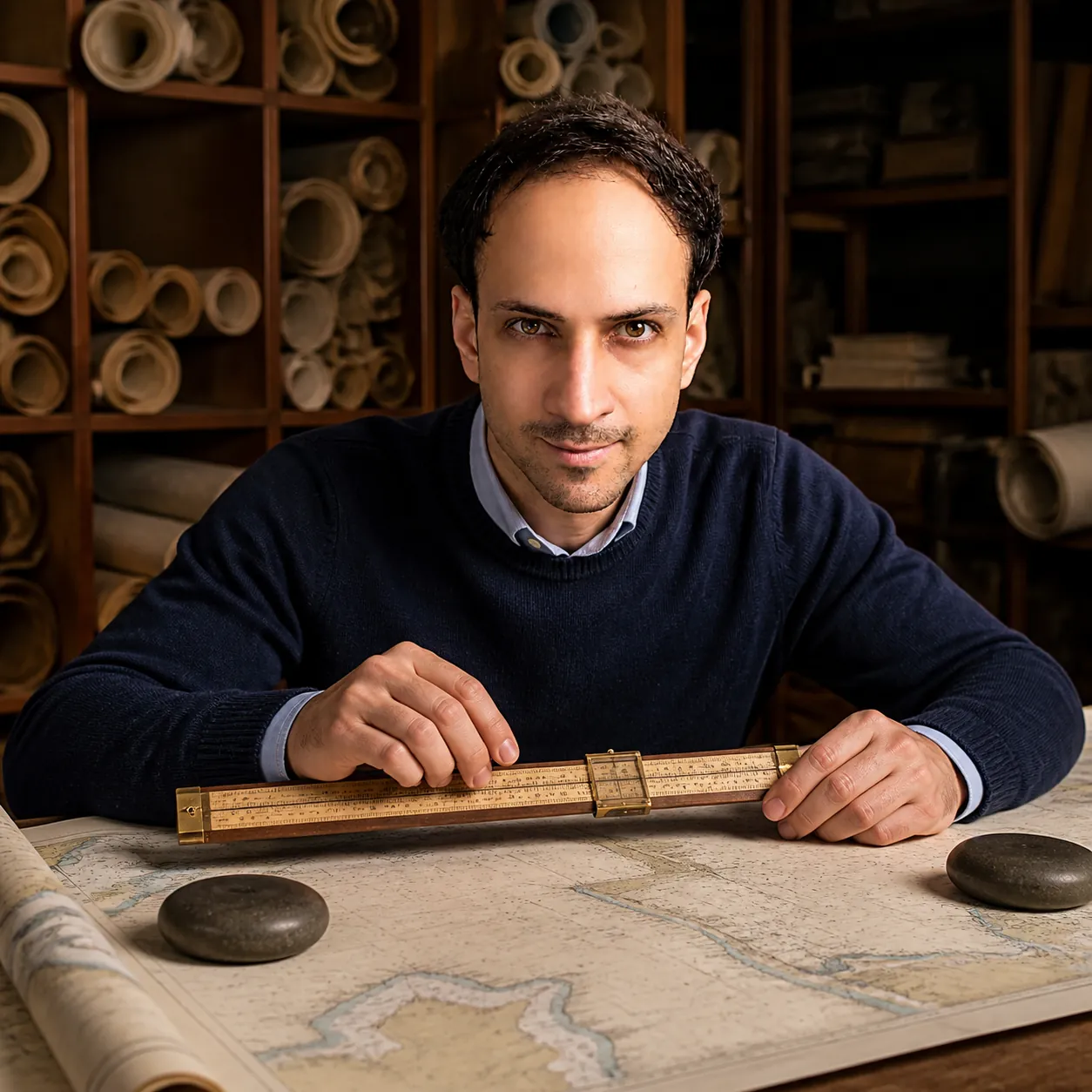 Slide Rule in the Chart Office — AI Portrait Prompt
