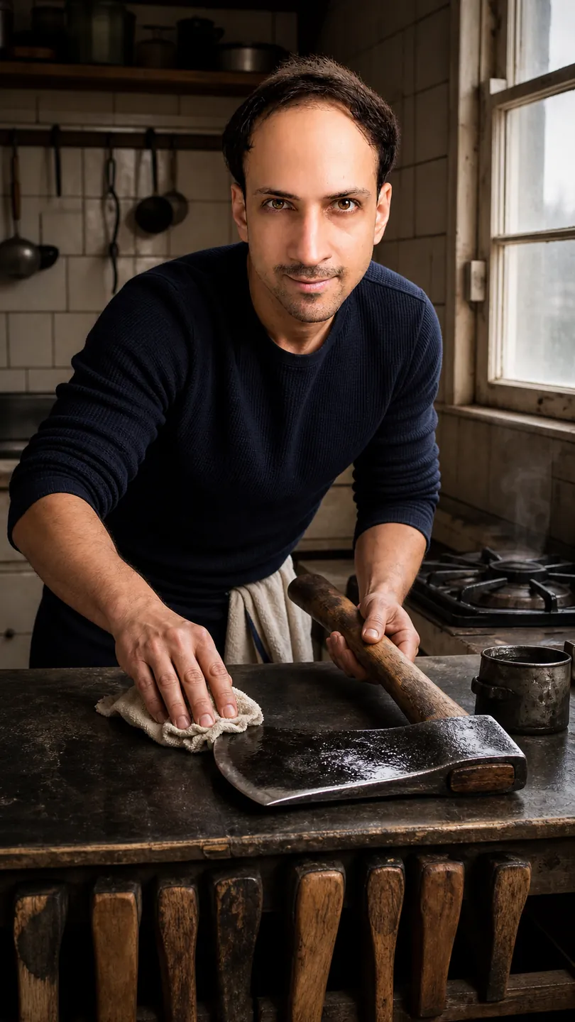 Time As Polish: Small Tiled Kitchen — AI Portrait Prompt