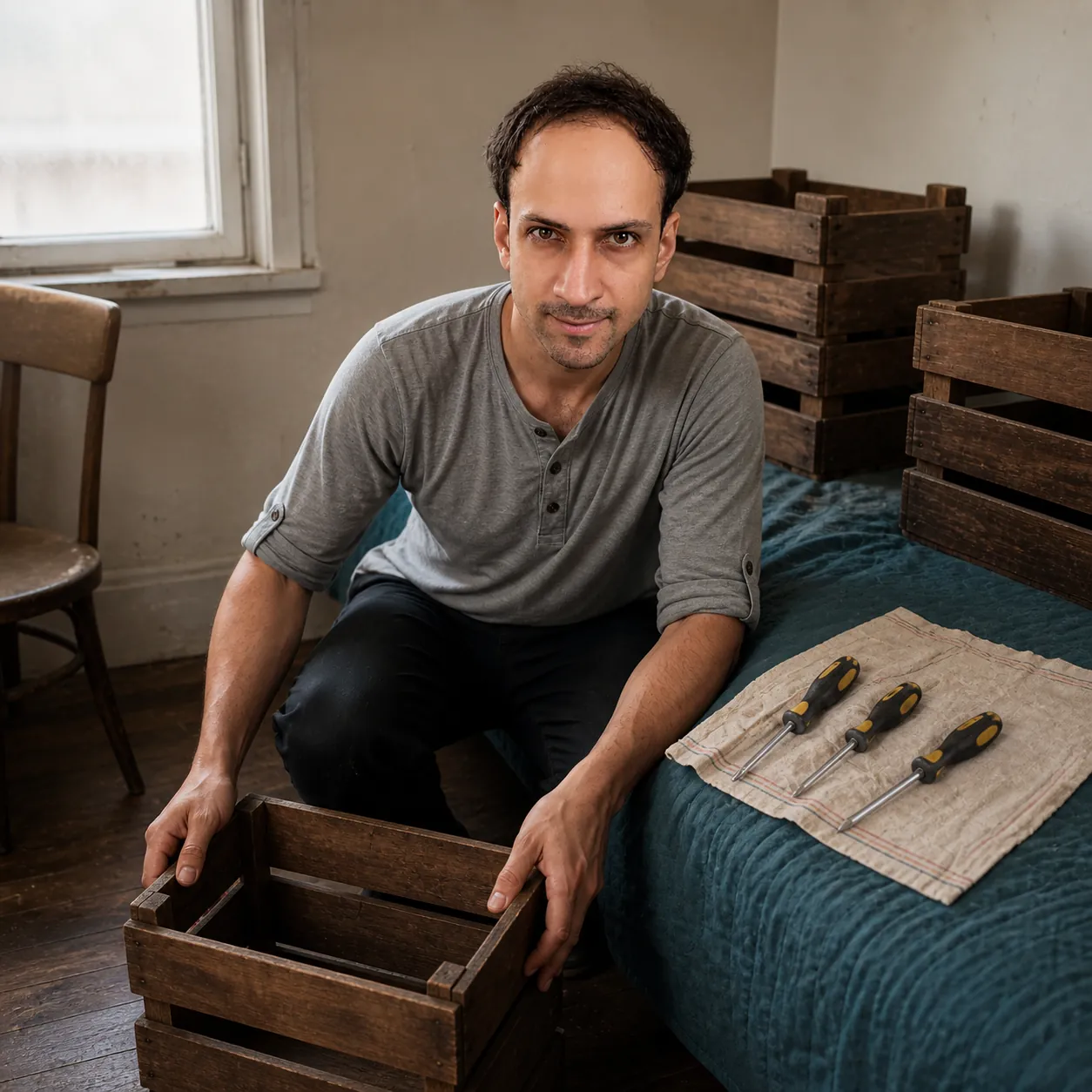 The Crate With Worn Handles — AI Portrait Prompt