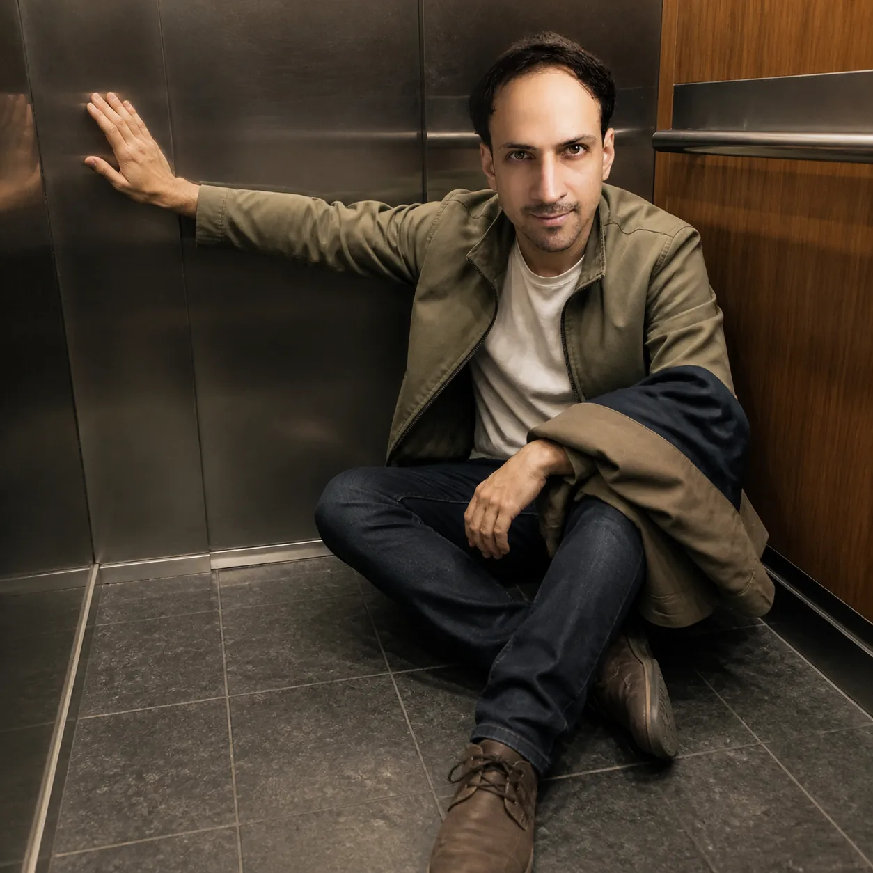 Inside the Residential Lift — AI Portrait Prompt