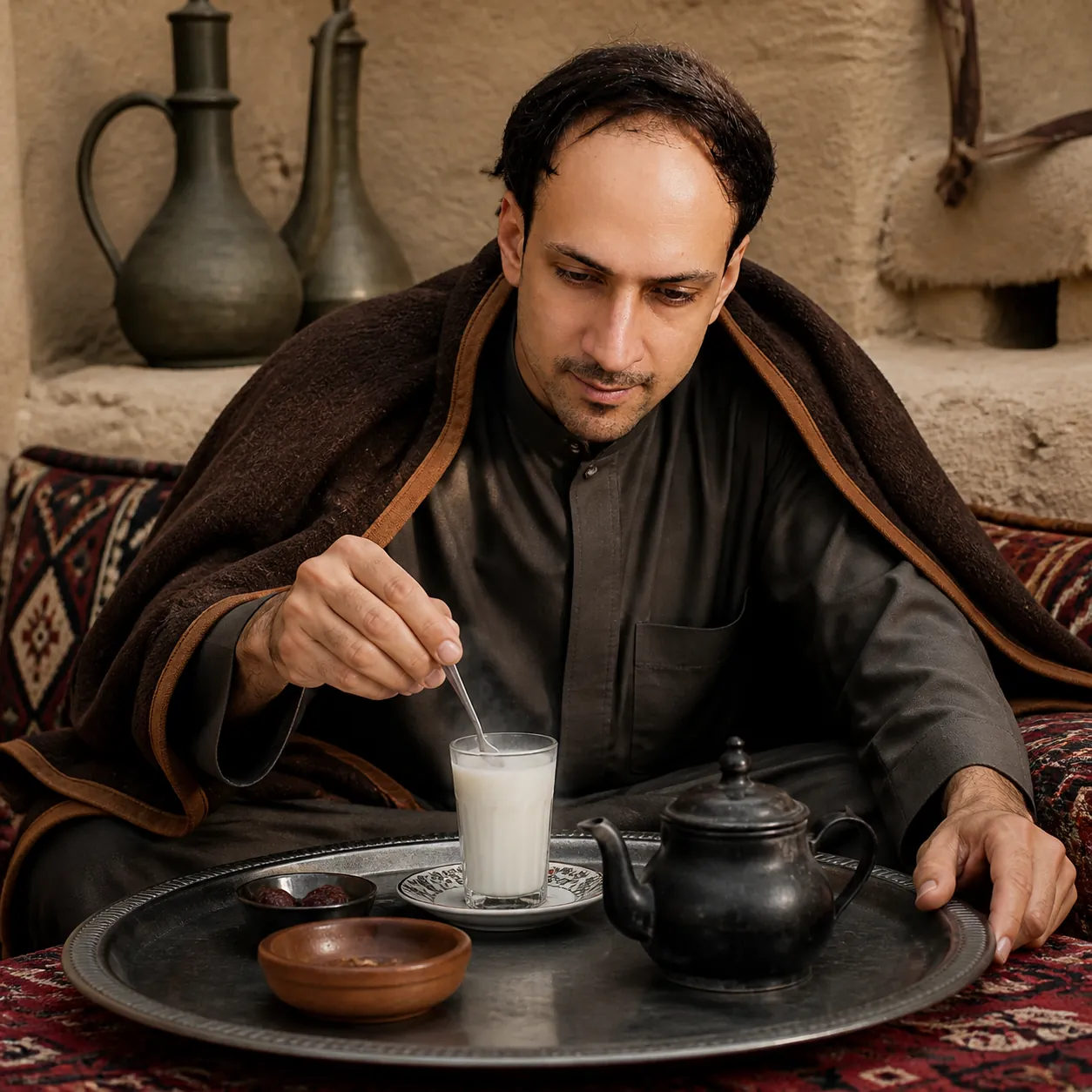 Tea Tray at the Desert Camp — AI Portrait Prompt