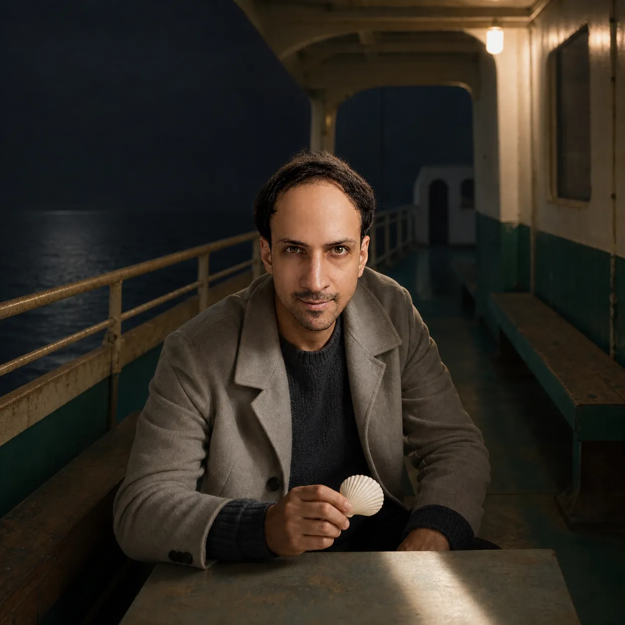 Coastal Solitude: Illumination with a pale shell — AI Portrait Prompt