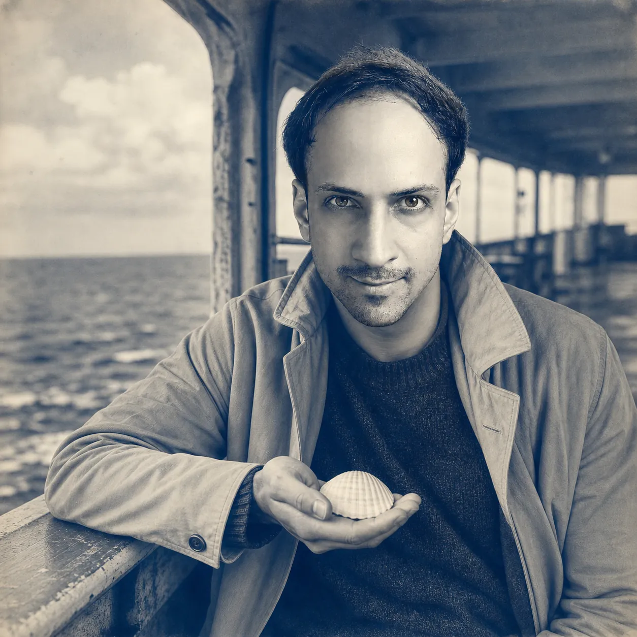 Coastal Solitude: Revelation with a pale shell — AI Portrait Prompt
