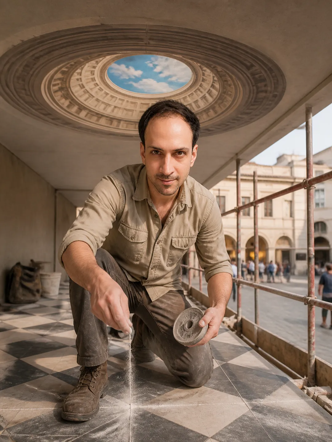 The Second Look: Public Plaza Edge — AI Portrait Prompt
