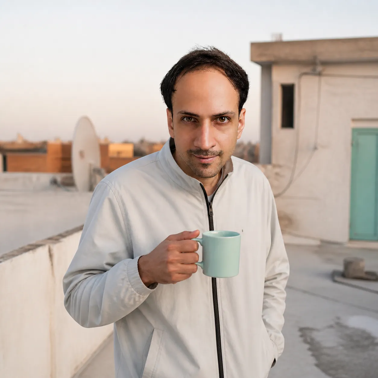 Cold Tea on the Rooftop — AI Portrait Prompt