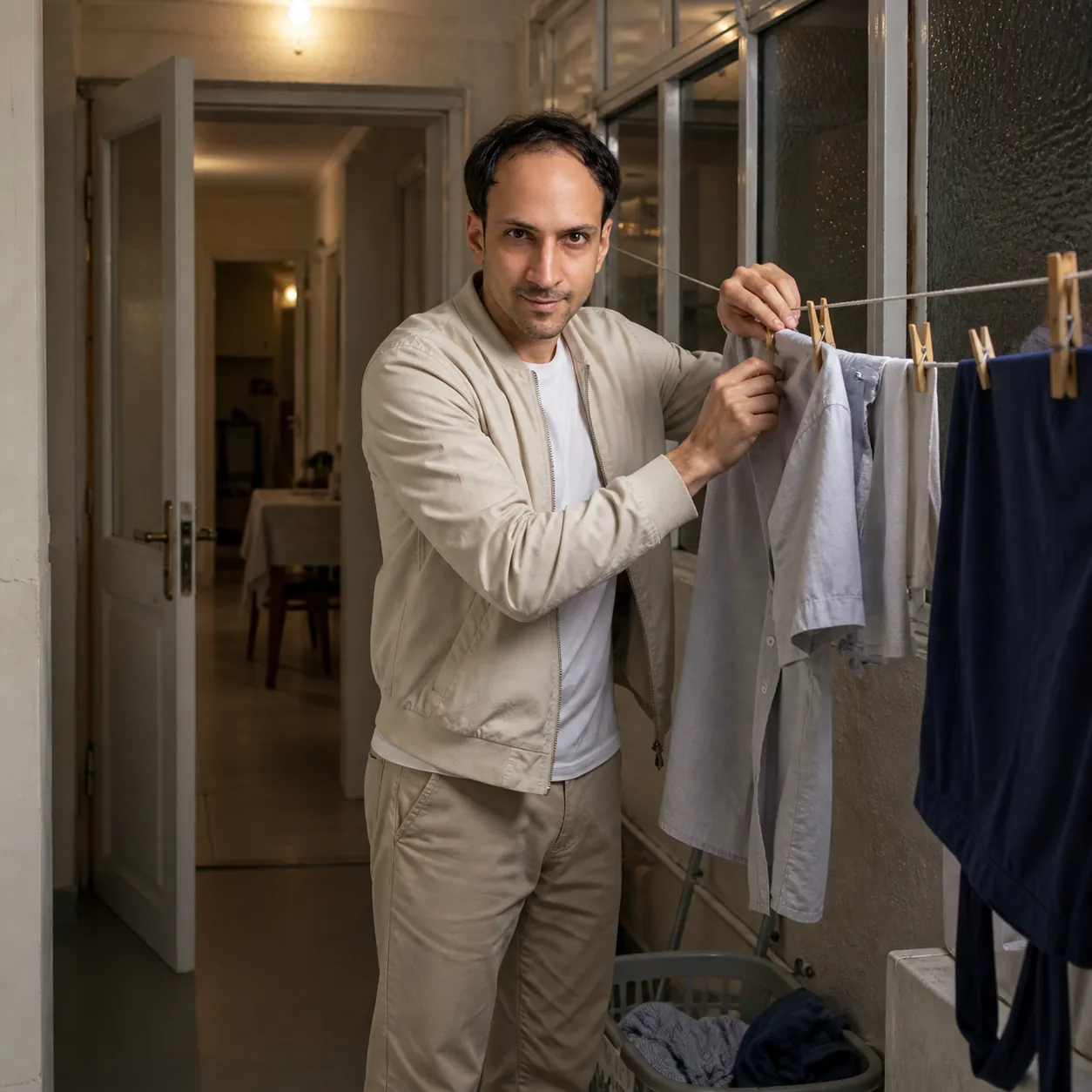 Laundry With the Rooms Behind — AI Portrait Prompt