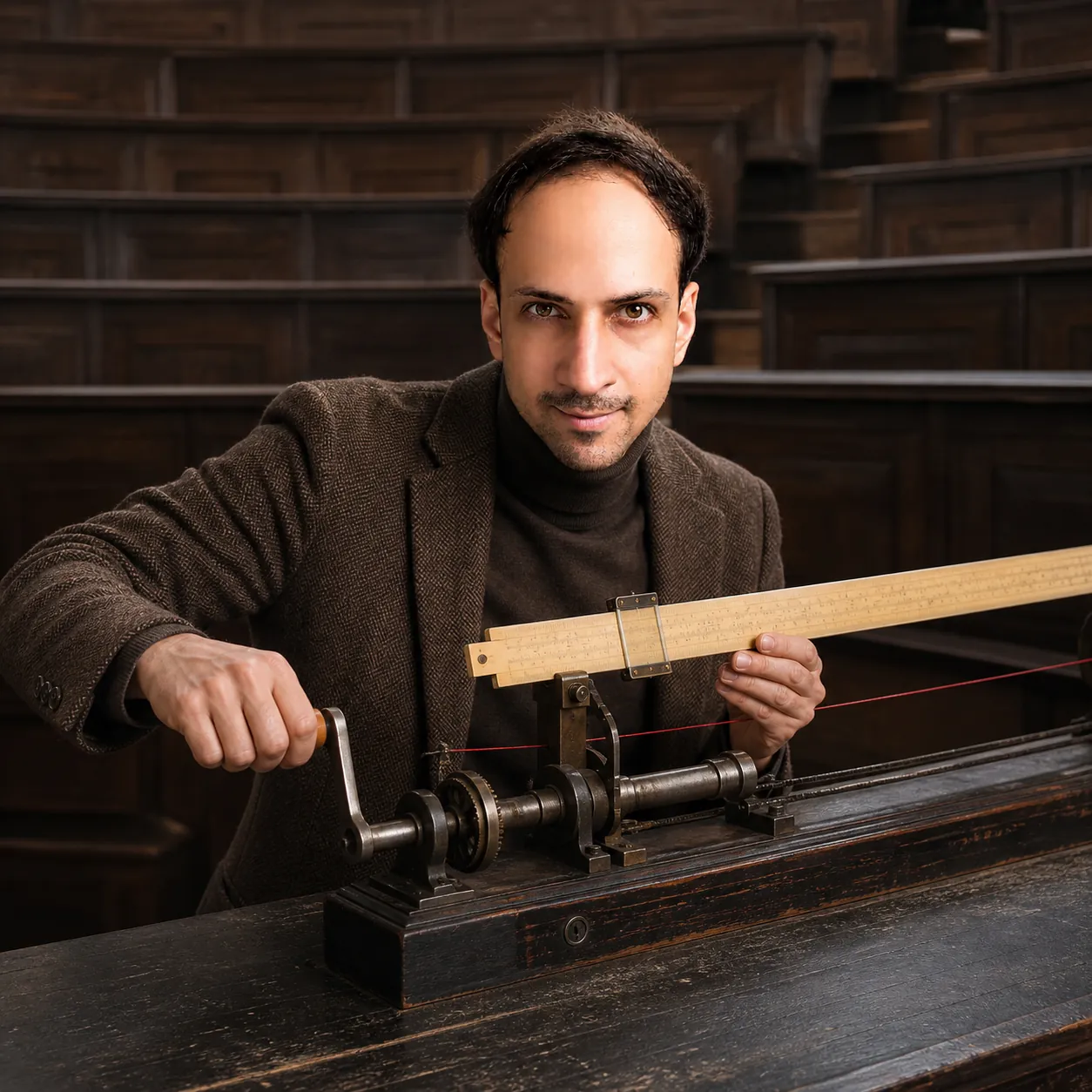 Slide Rule in the Lecture Theatre — AI Portrait Prompt
