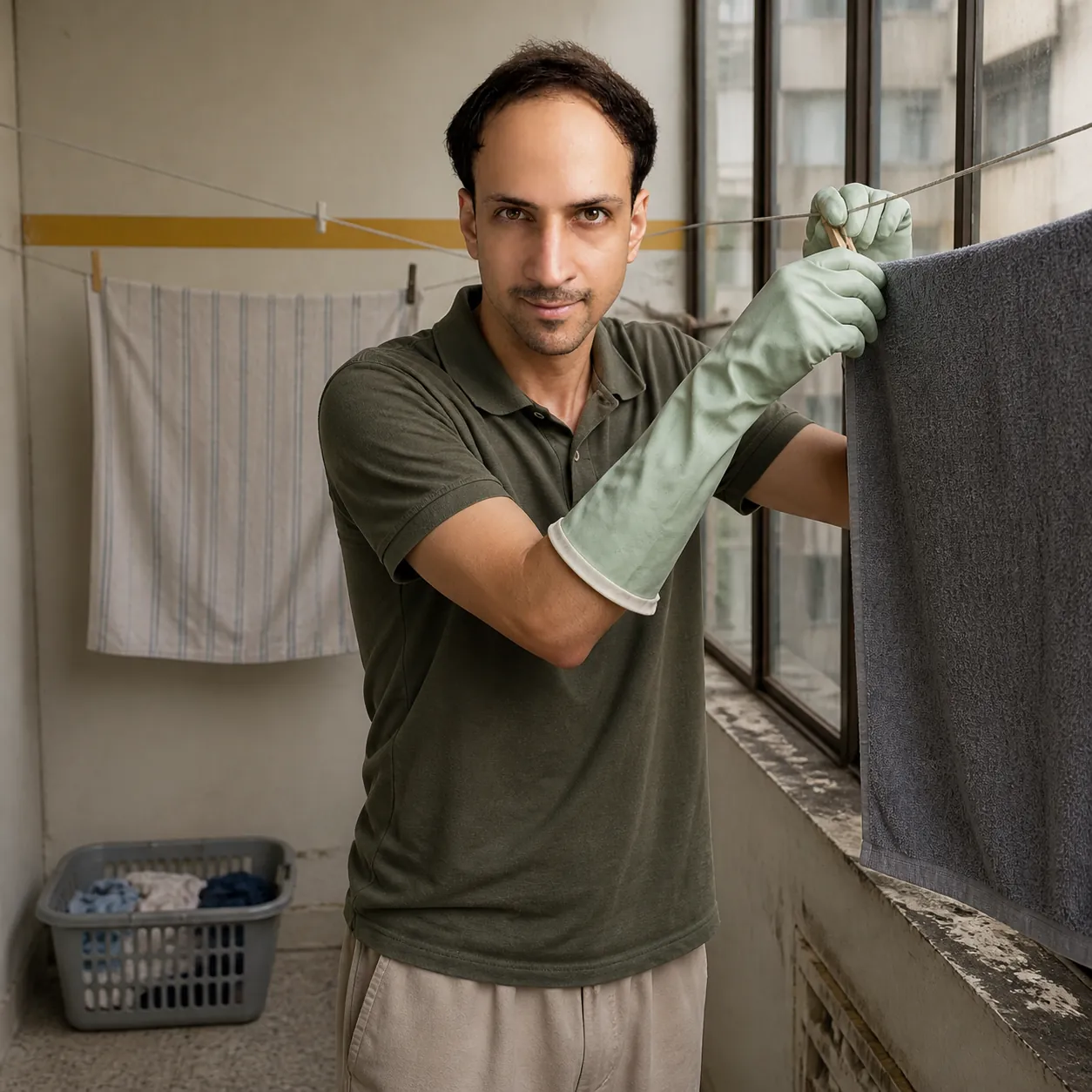 The Heavy Towel on the Line — AI Portrait Prompt