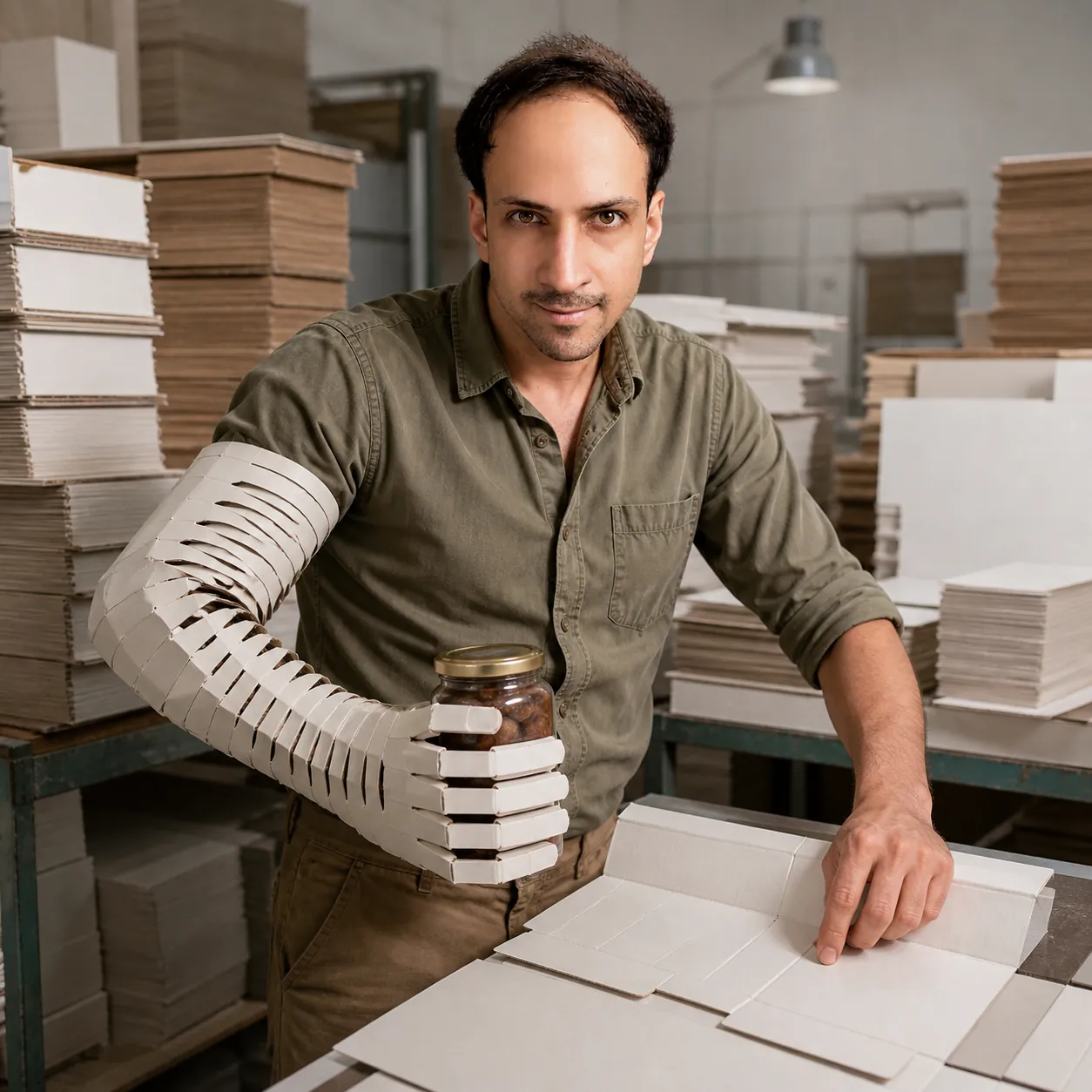 Paper Fingers Grip the Jar — AI Portrait Prompt